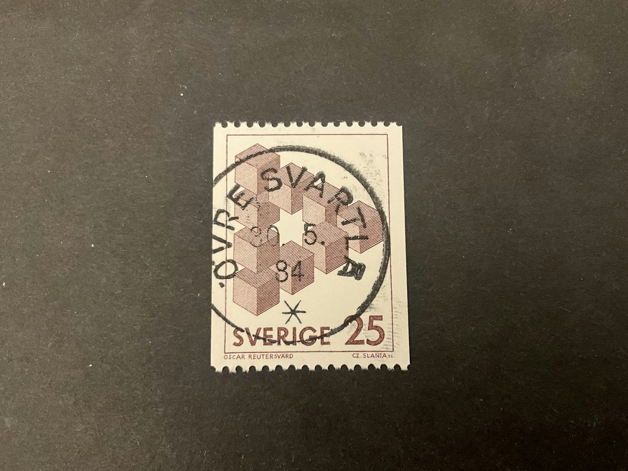 Omöjliga figurer facit nr 1199 lyxstämplat ÖVRE SVARTLÅ ,  sista dag