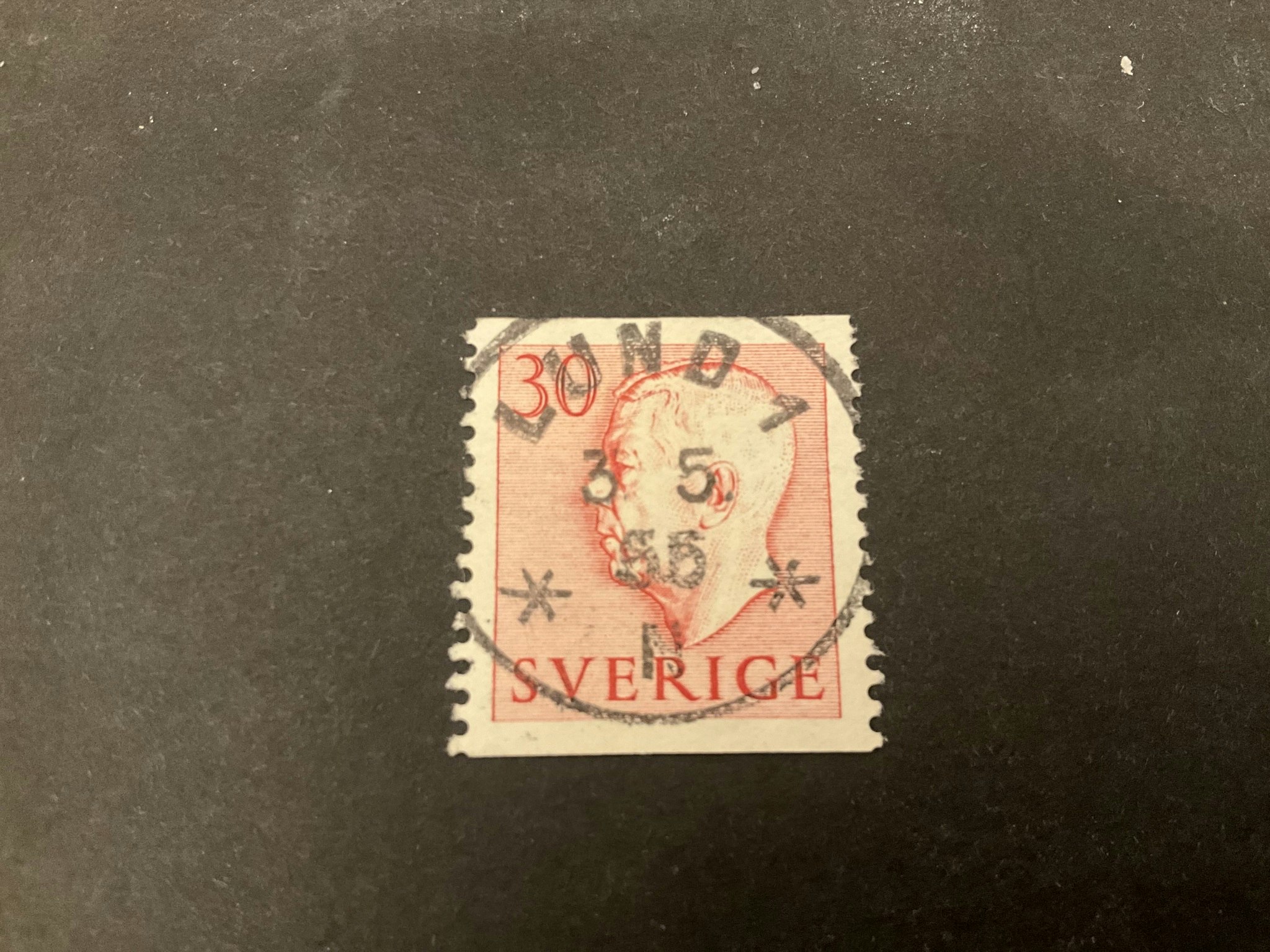 Gustaf VI Adolf facit nr 410 lyxstämplat LUND 1