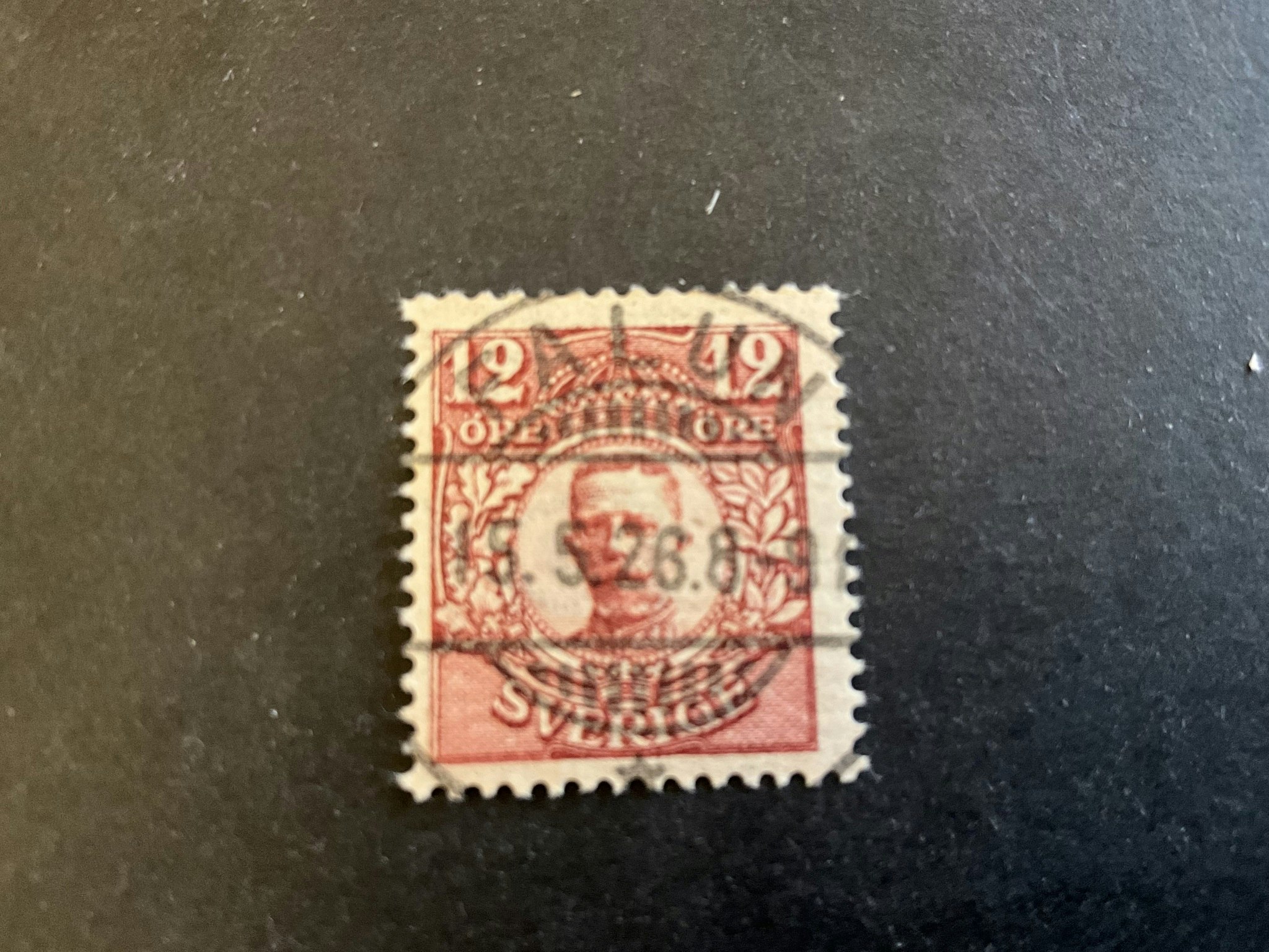 Gustaf V i medaljong facit nr 83 lyxstämplat FALUN  med VM KPV