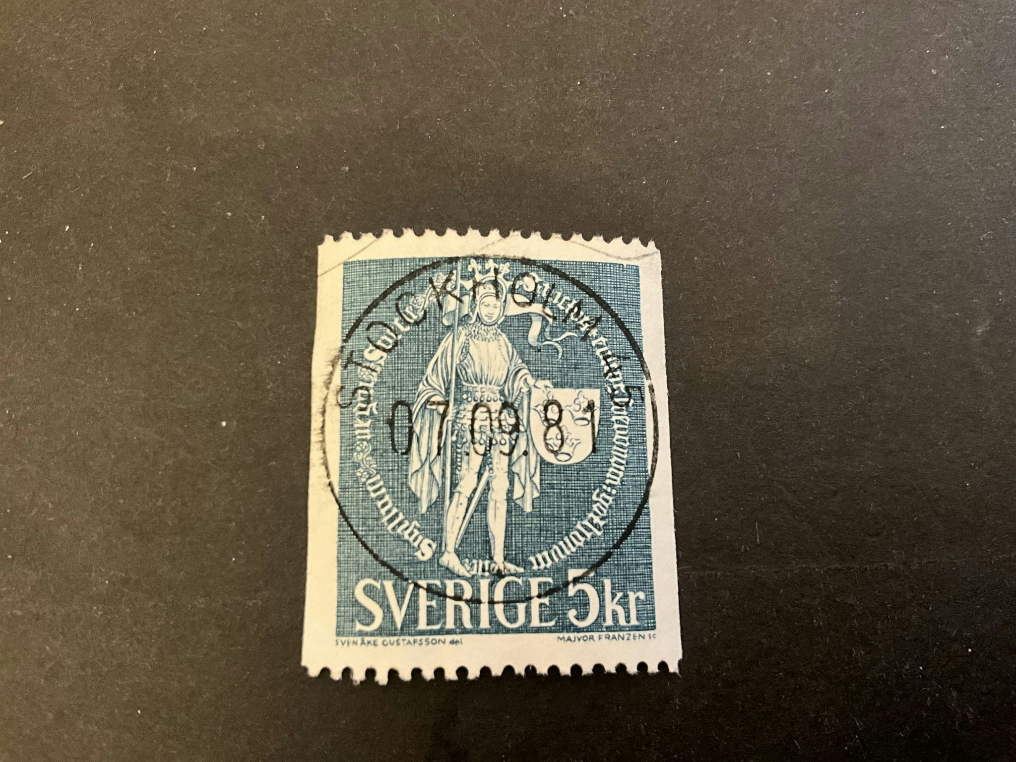 Rikssigillet 1439 facit nr 690 V3 lyxstämplat STOCKHOLM 45