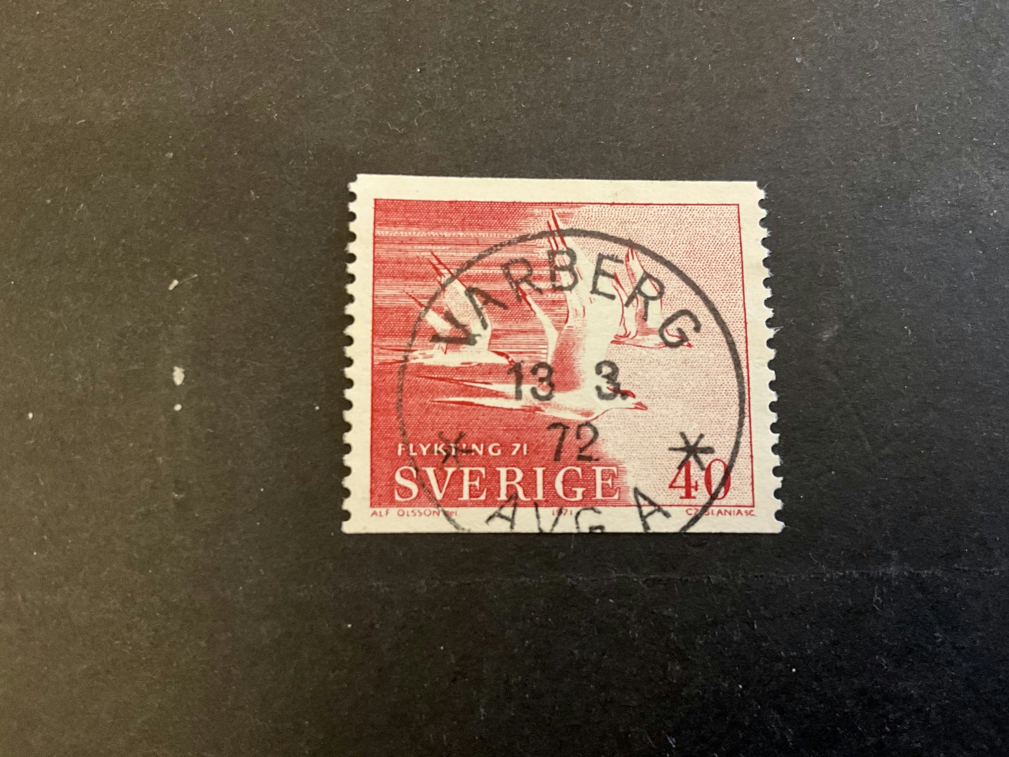 Flykting 71 facit 723 lyxstämplat VARBERG
