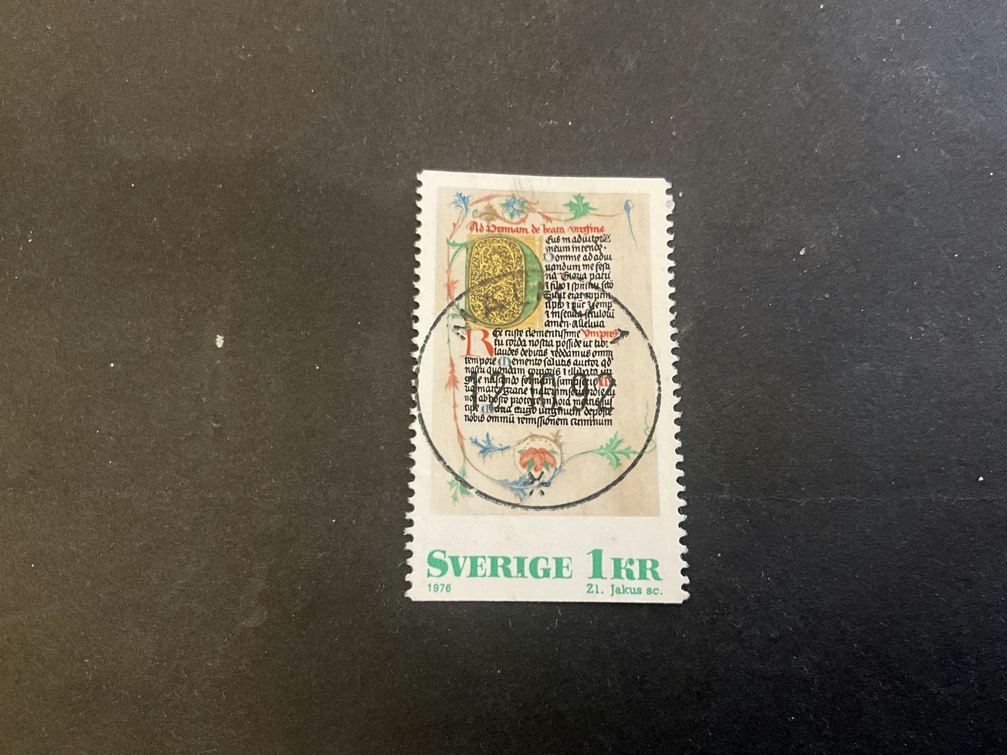 Medeltida bokmåleri facit nr 986 lyxstämplat MALMÖ 1