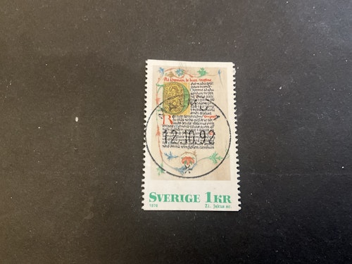 Medeltida bokmåleri facit nr 986 lyxstämplat MALMÖ 1