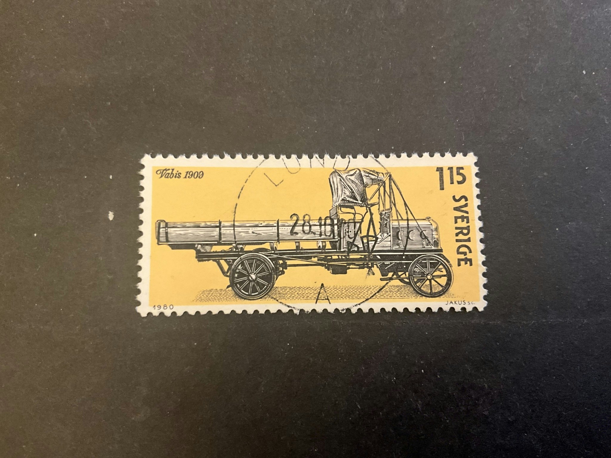 Svensk bilhistoria facit nr 1136 lyxstämplat LUND 8