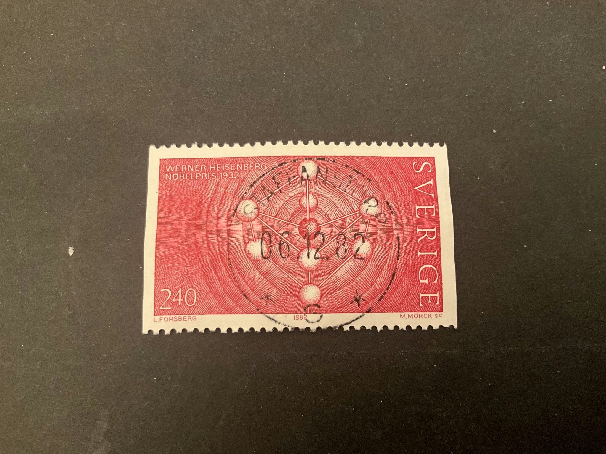 Nobelpristagare atomfysik facit nr 1235 lyxstämplat STAFFANSTORP
