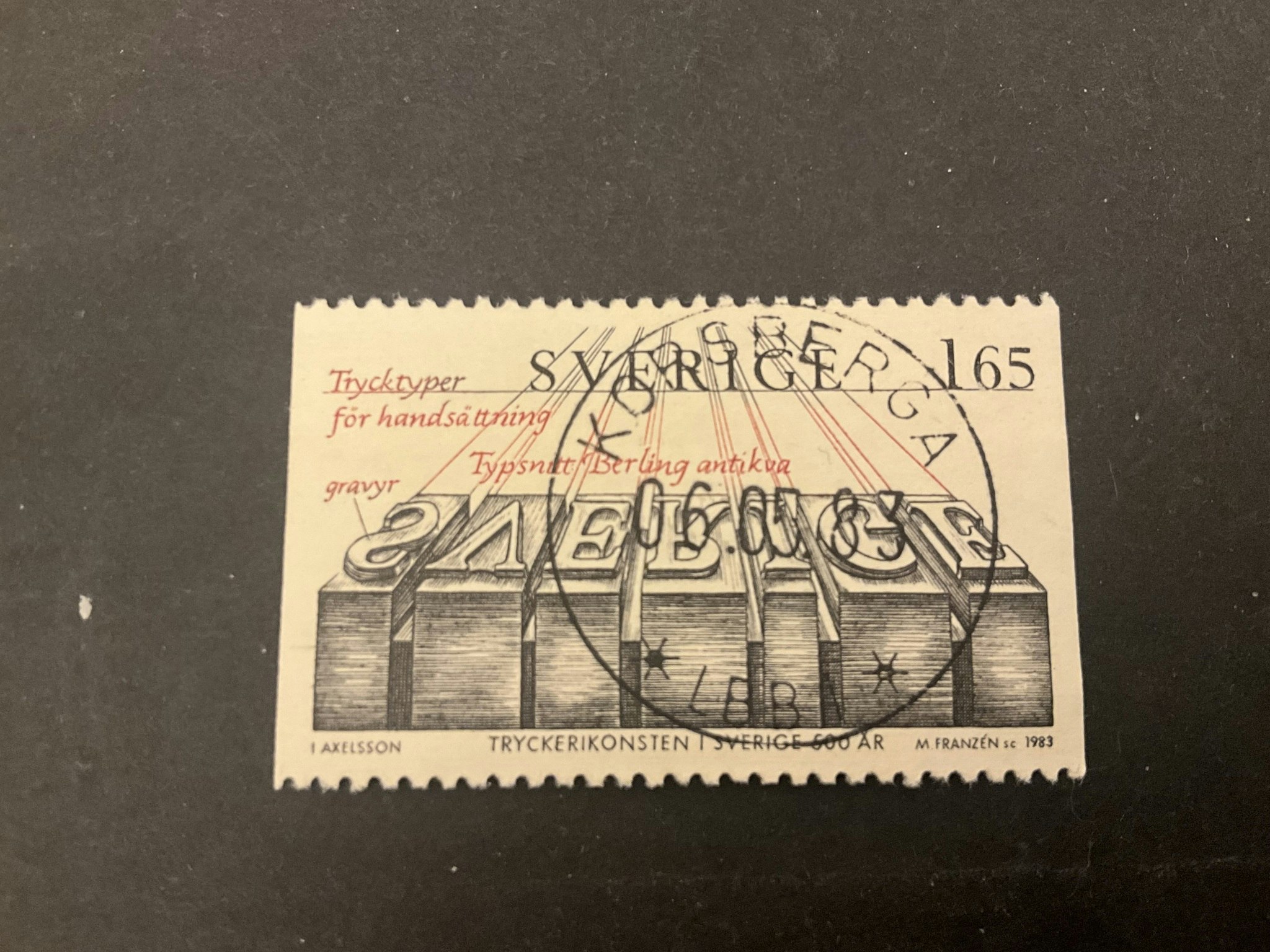 Tryckerikonsten facit nr 1236 lyxstämplat KORSBERGA