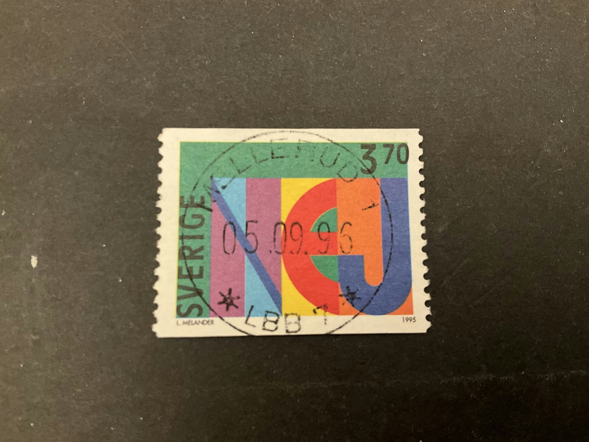 Ja och NEJ frimärken facit nr 1885 lyxstämplat MELLERUD 1 *LBB 7*