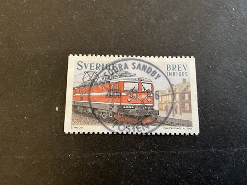 Härliga tåg facit nr 2535 lyxstämplat SÖDRA SANDBY