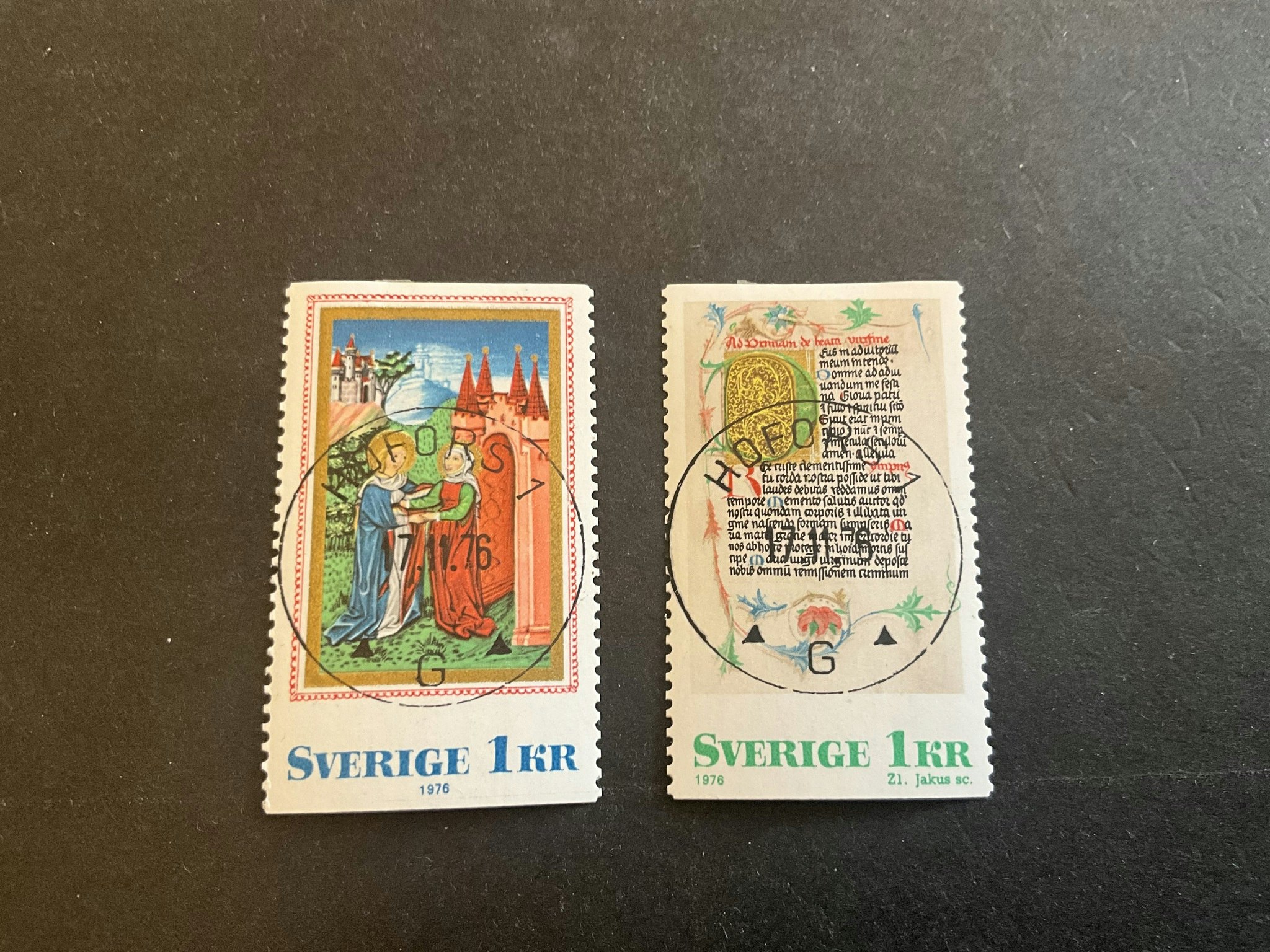 Medeltida bokmåleri facit 985+986 lyxstämplat HOFORS 1