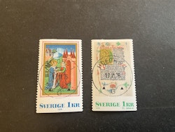 Medeltida bokmåleri facit 985+986 lyxstämplat HOFORS 1