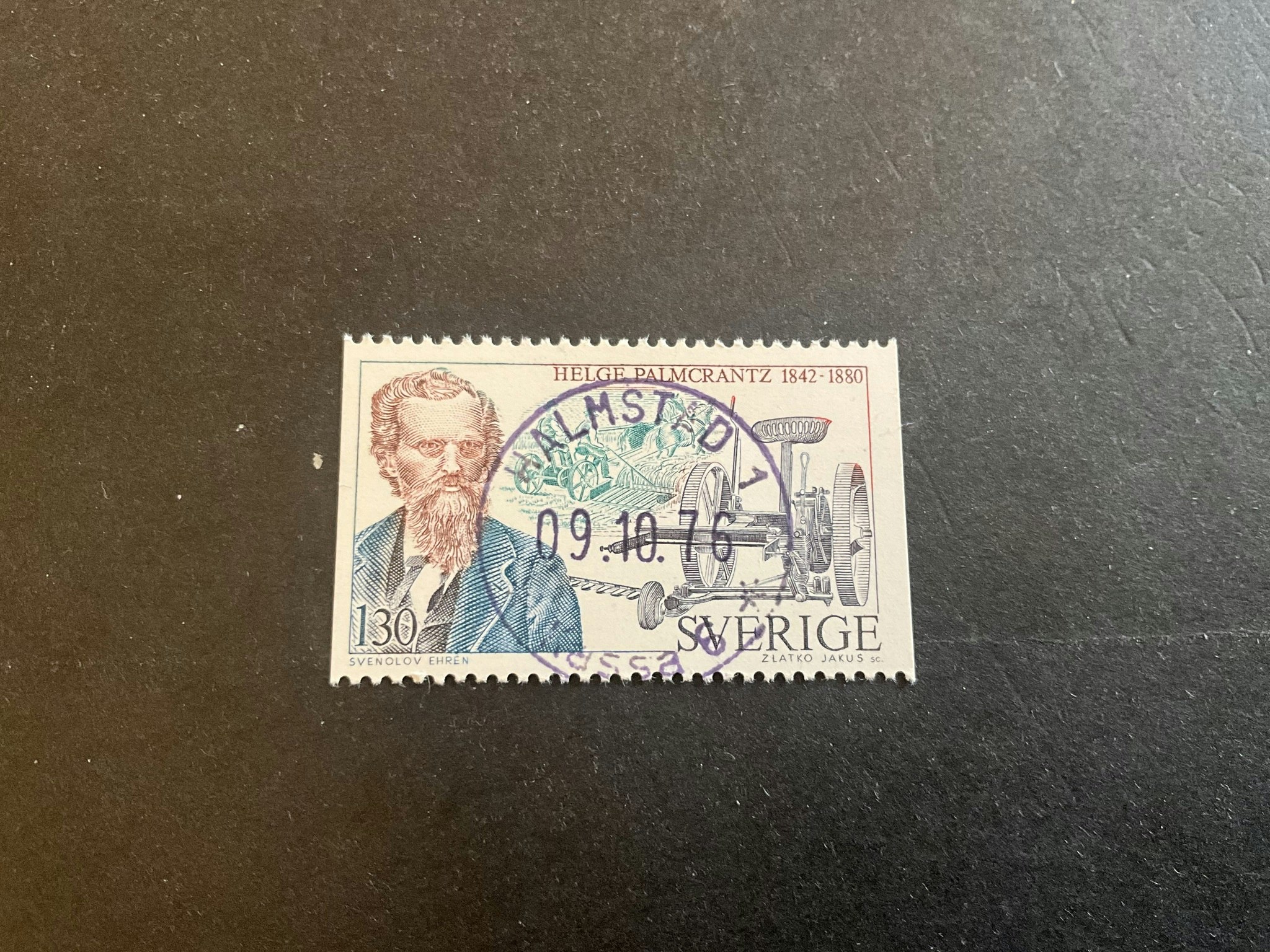 Tekniska nydanare facit nr 977 lyxstämplat HALMSTAD 1