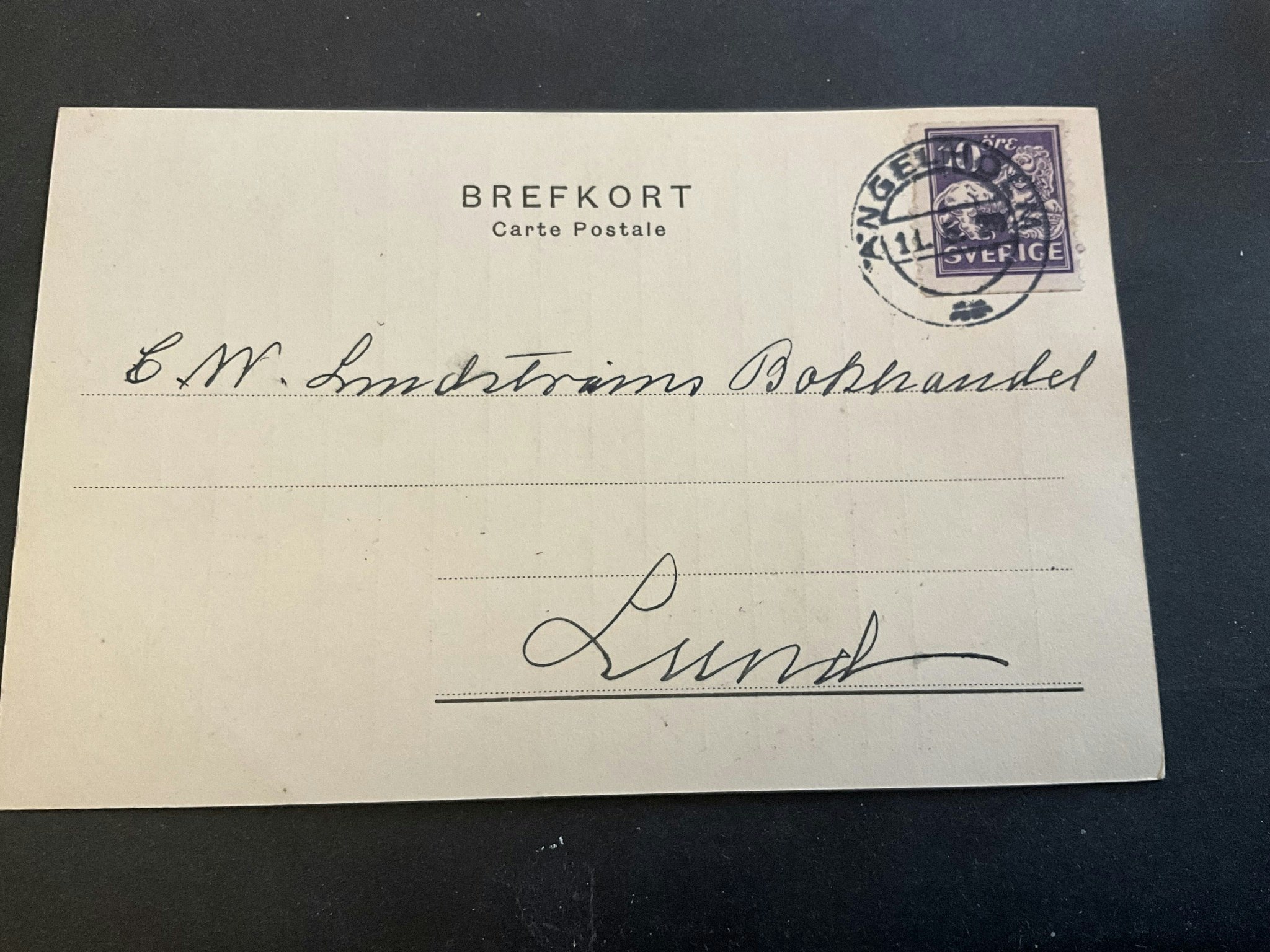 Brefkort frankerat med stående lejon