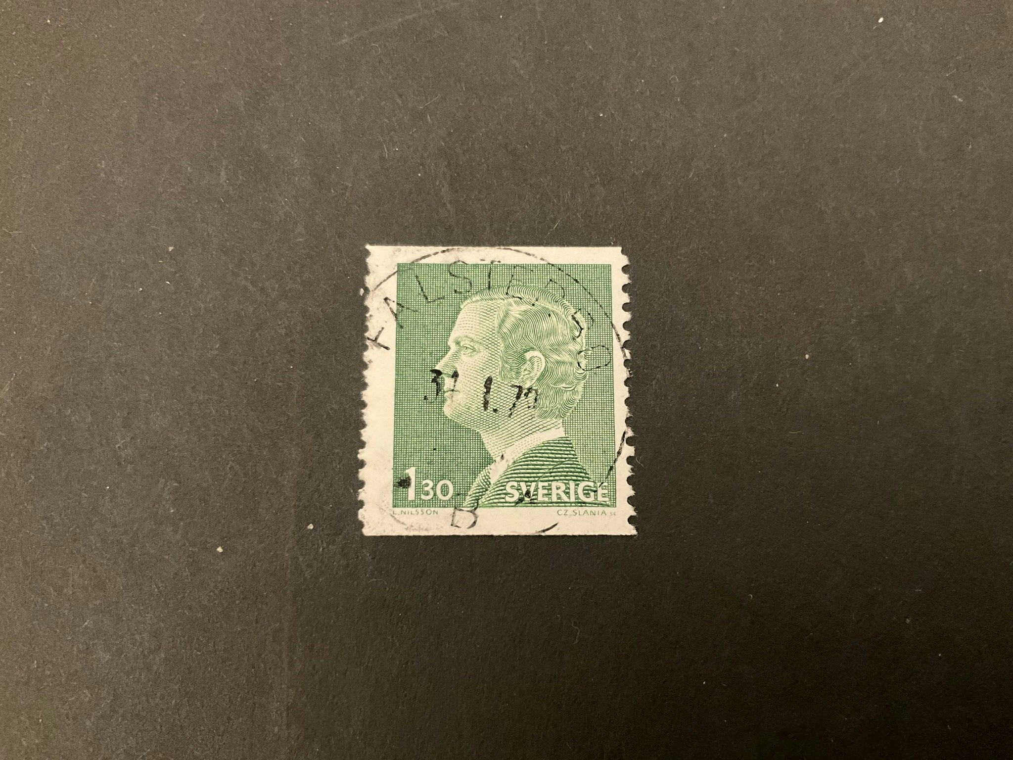 Carl XVI Gustaf typ I facit nr 952 A utan fluoroscense lyxstämplat FALSTERBO