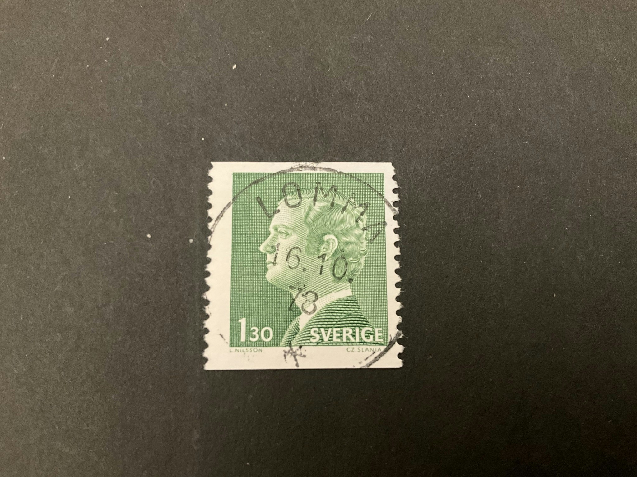 Carl XVI Gustaf typ I facit nr 952 A V2 praktstämplat LOMMA