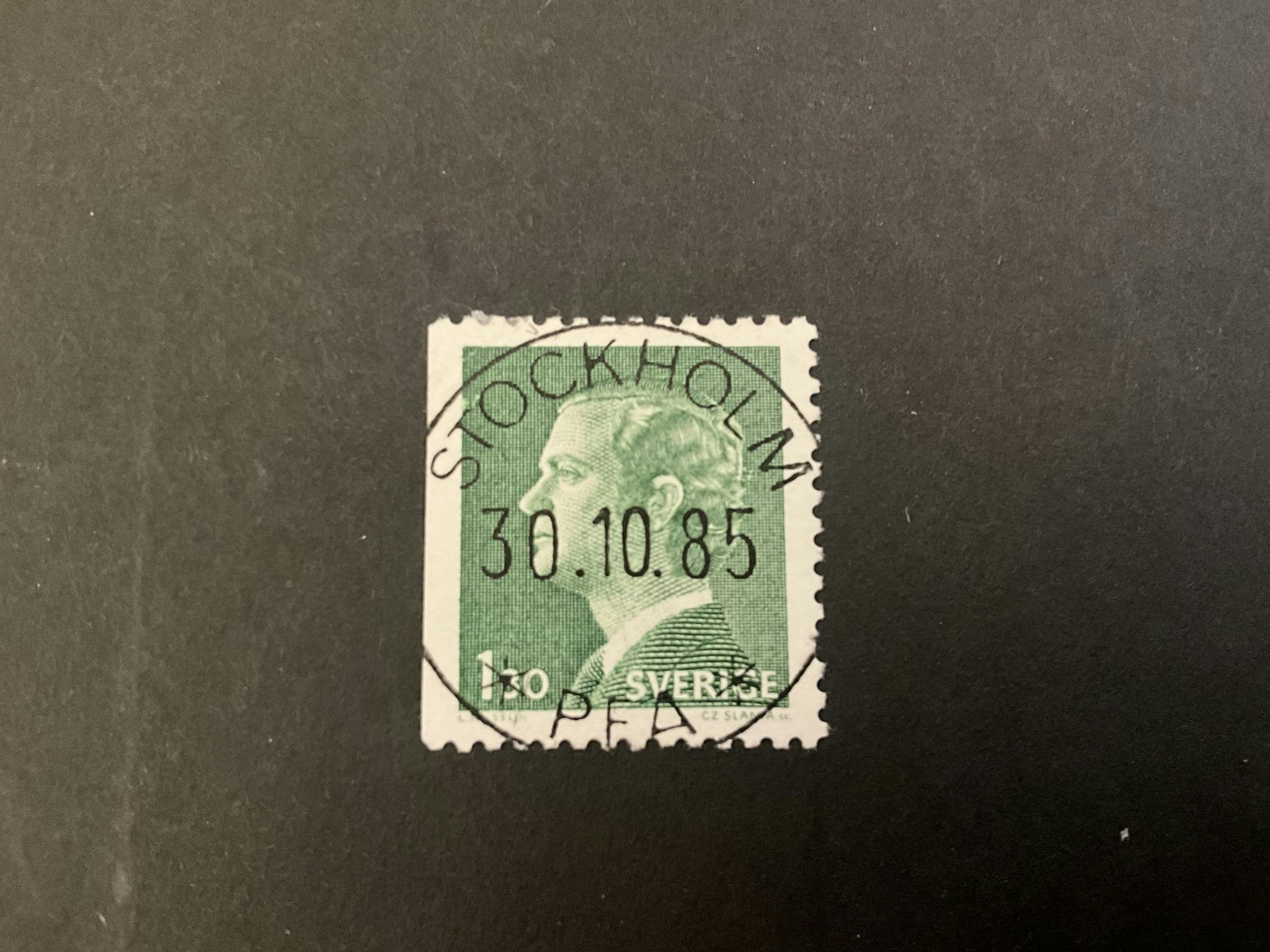 Carl XVI Gustaf typ I facit nr 952 B1 lyxstämplat STOCKHOLM