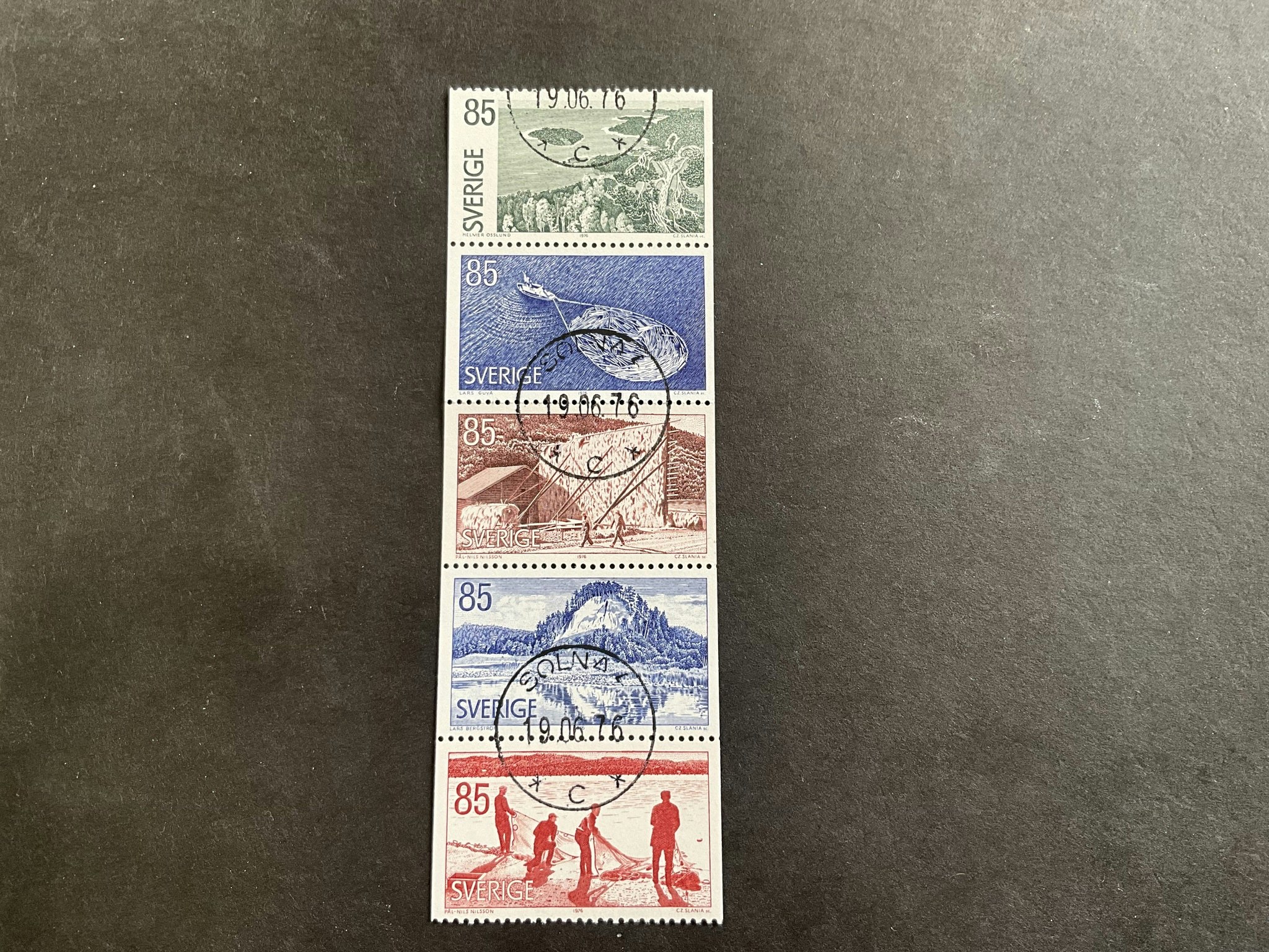Ångermanland facit nr 962-966 lyxstämplat block SOLNA 4