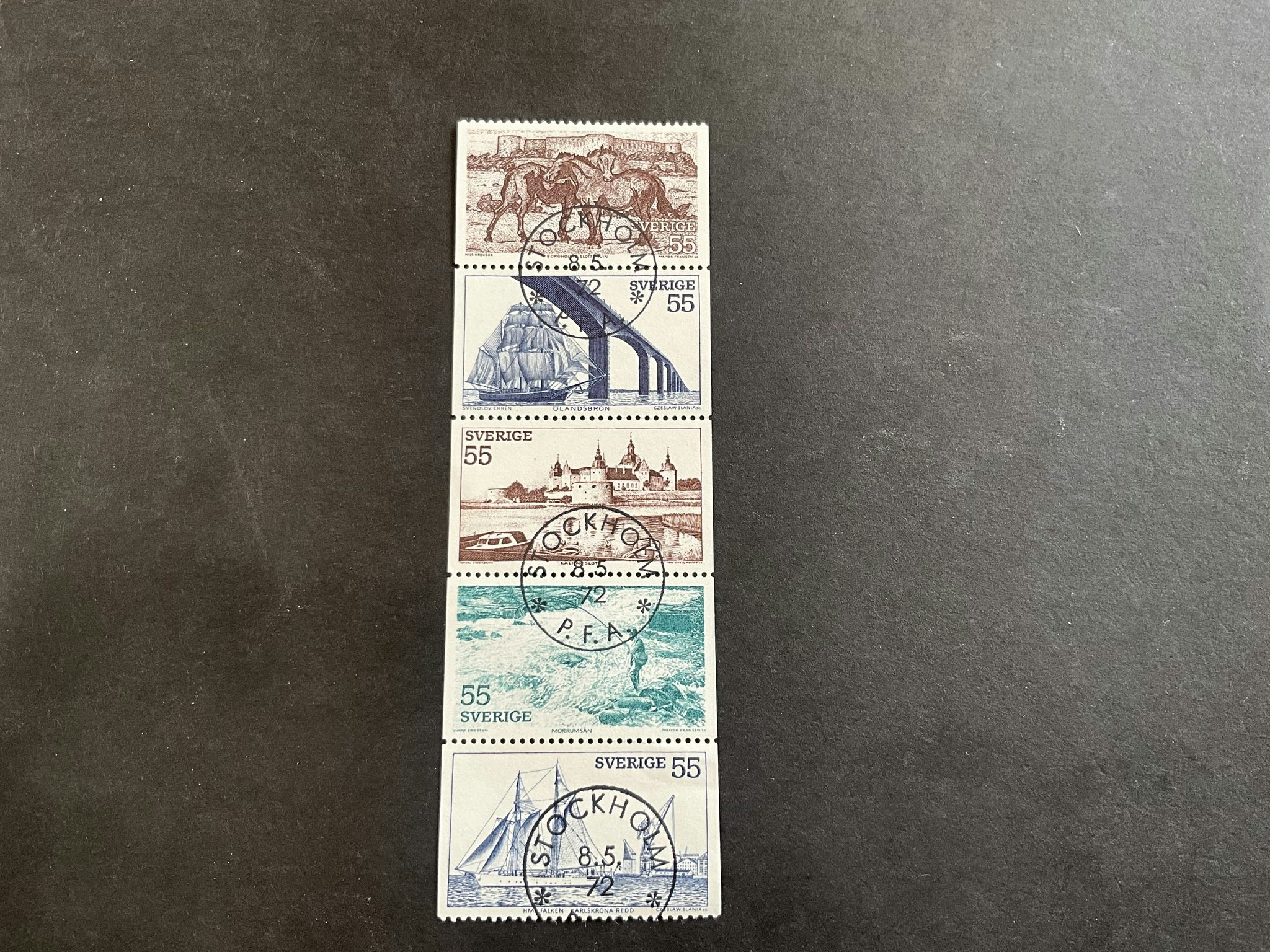 I Sydost facit nr 769-773 lyxstämplat block STOCKHOLM