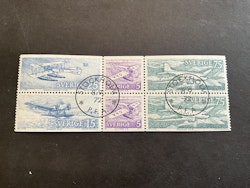 Postflyg facit nr 778-781 lyxstämplat block STOCKHOLM