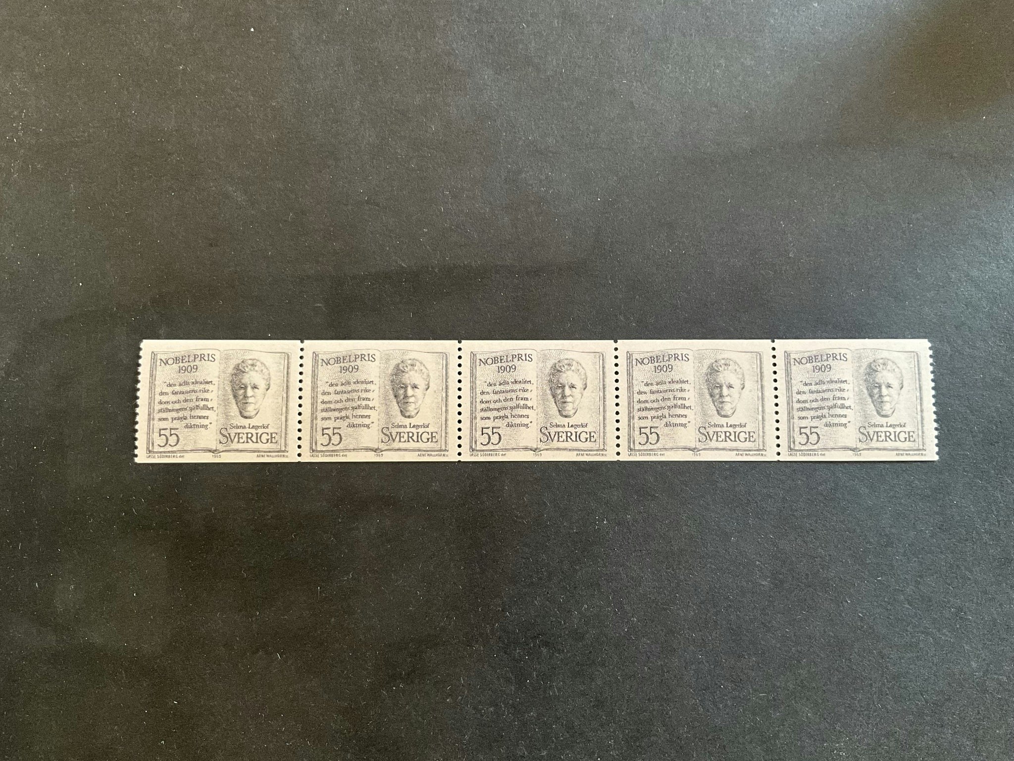 Nobelpristagare 1909 facit nr 682 A postfriskt 5-strip