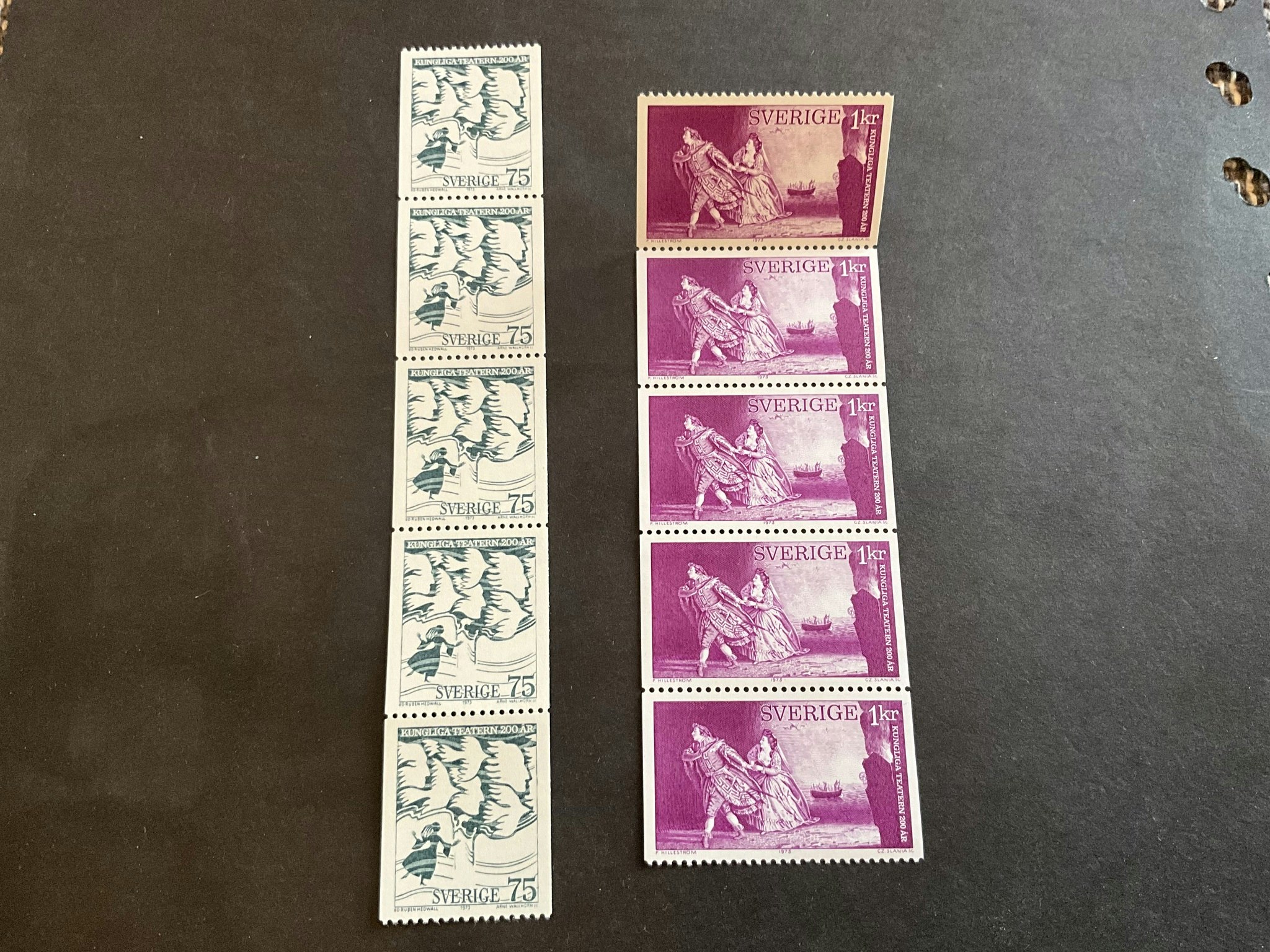 Kungliga teatern 200 år facit nr 809,810 postfriska 5-strip