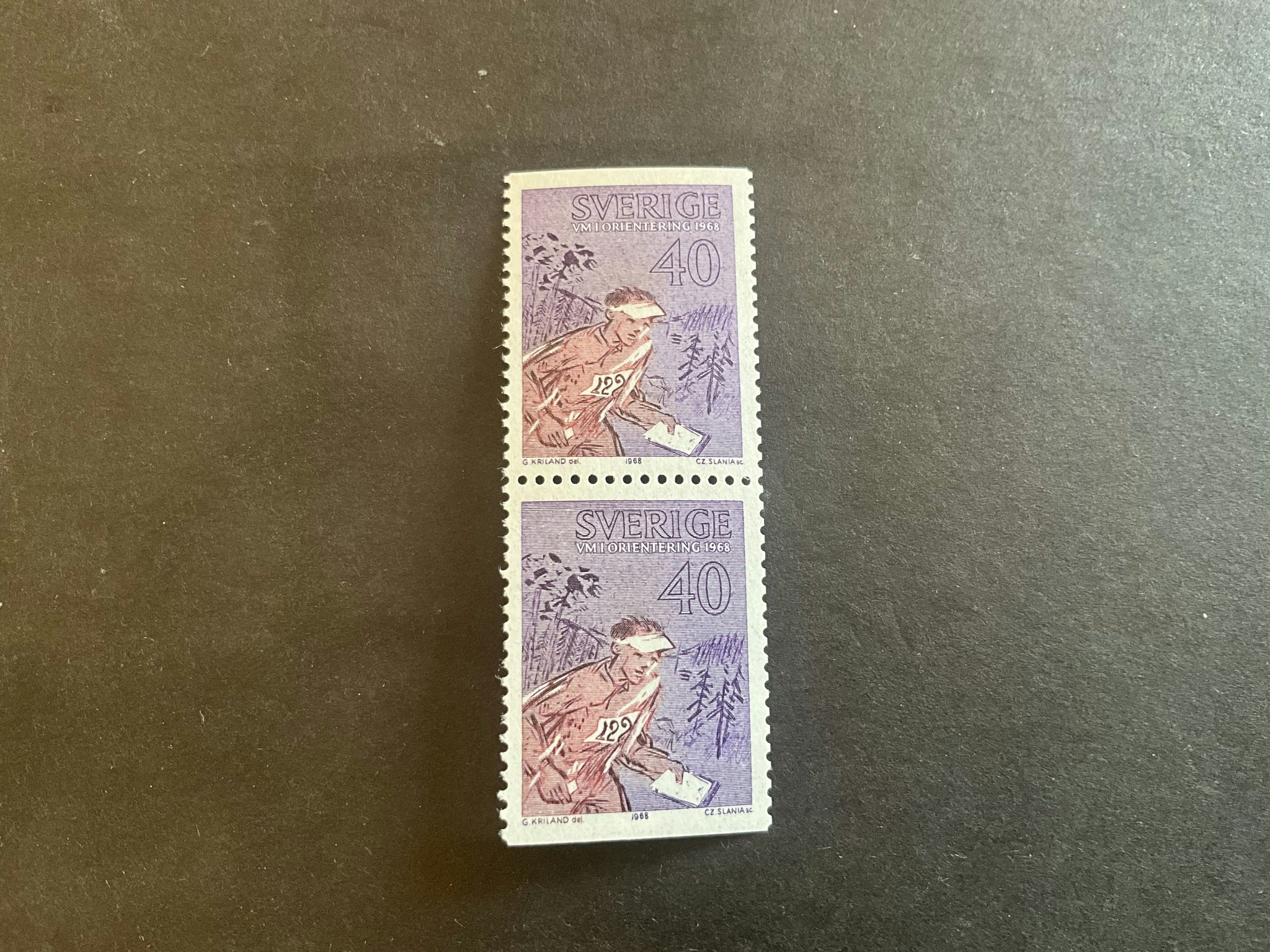 VM i orientering facit nr 637 BB postfriskt par