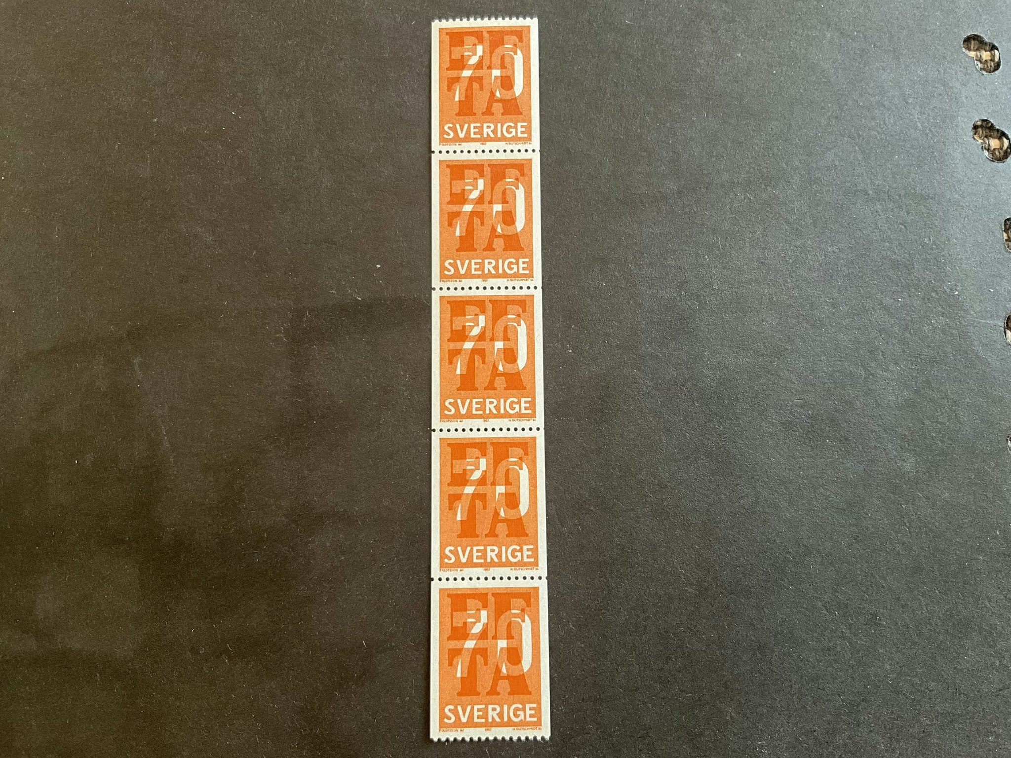 EFTA facit nr 597 A postfriskt 5-strip