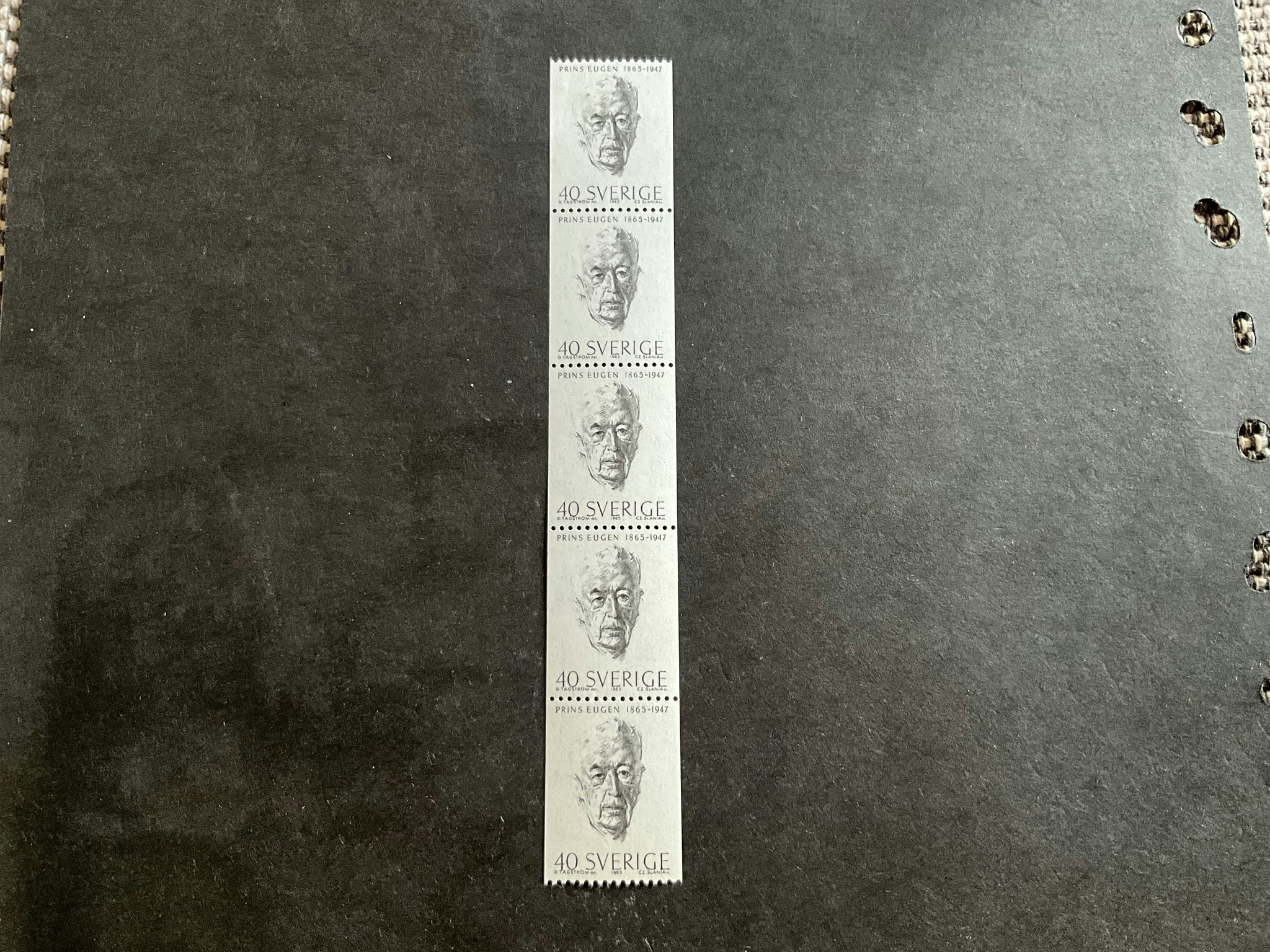 Prins Eugen facit nr 566 A postfriskr 5-strip