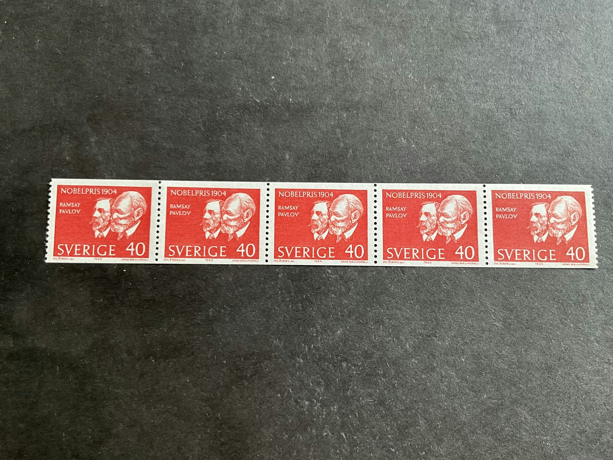 Nobelpristagare 1904 facit nr 560 A postfriskt 5-strip