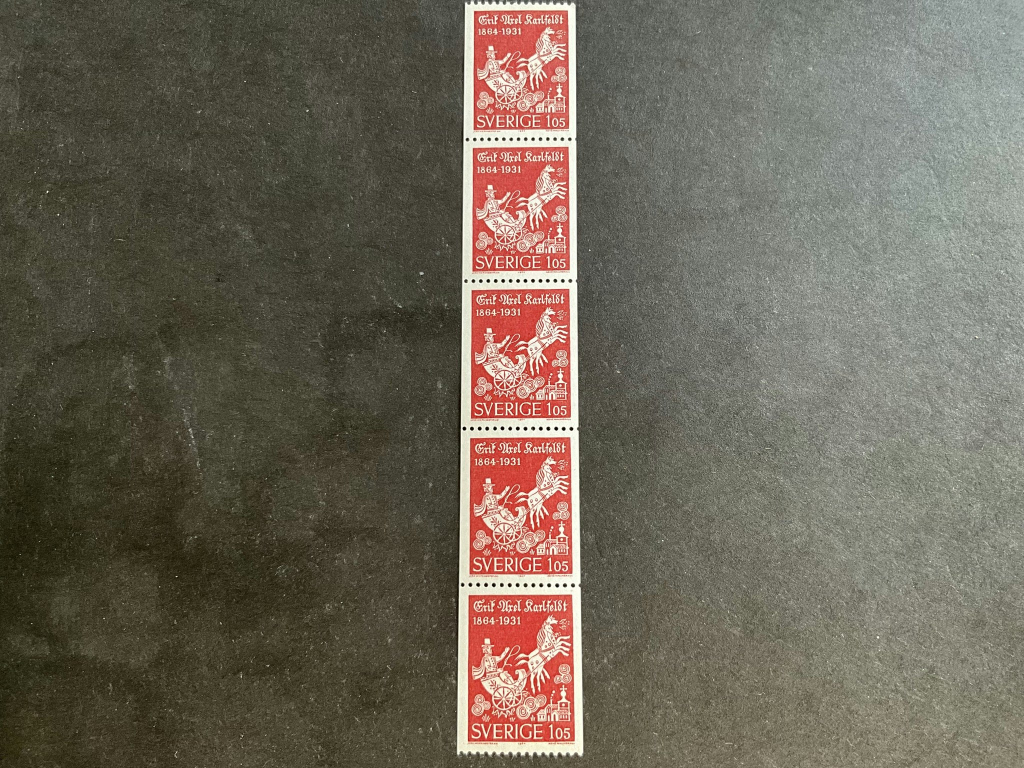 Karlfeldt facit nr 556 postfriskt 5-strip