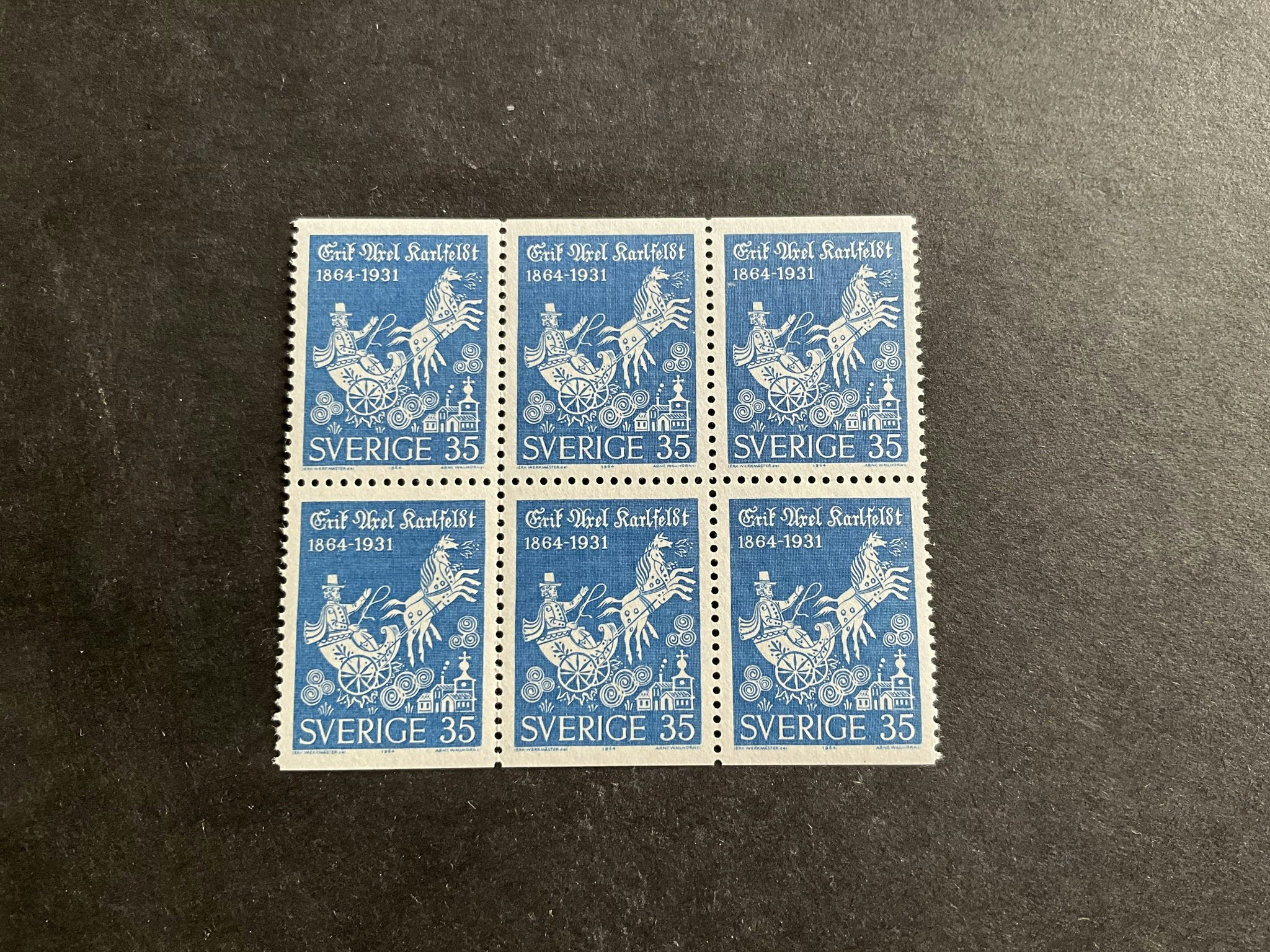 Karlfeldt facit nr 555 BB postfriskt 6-block