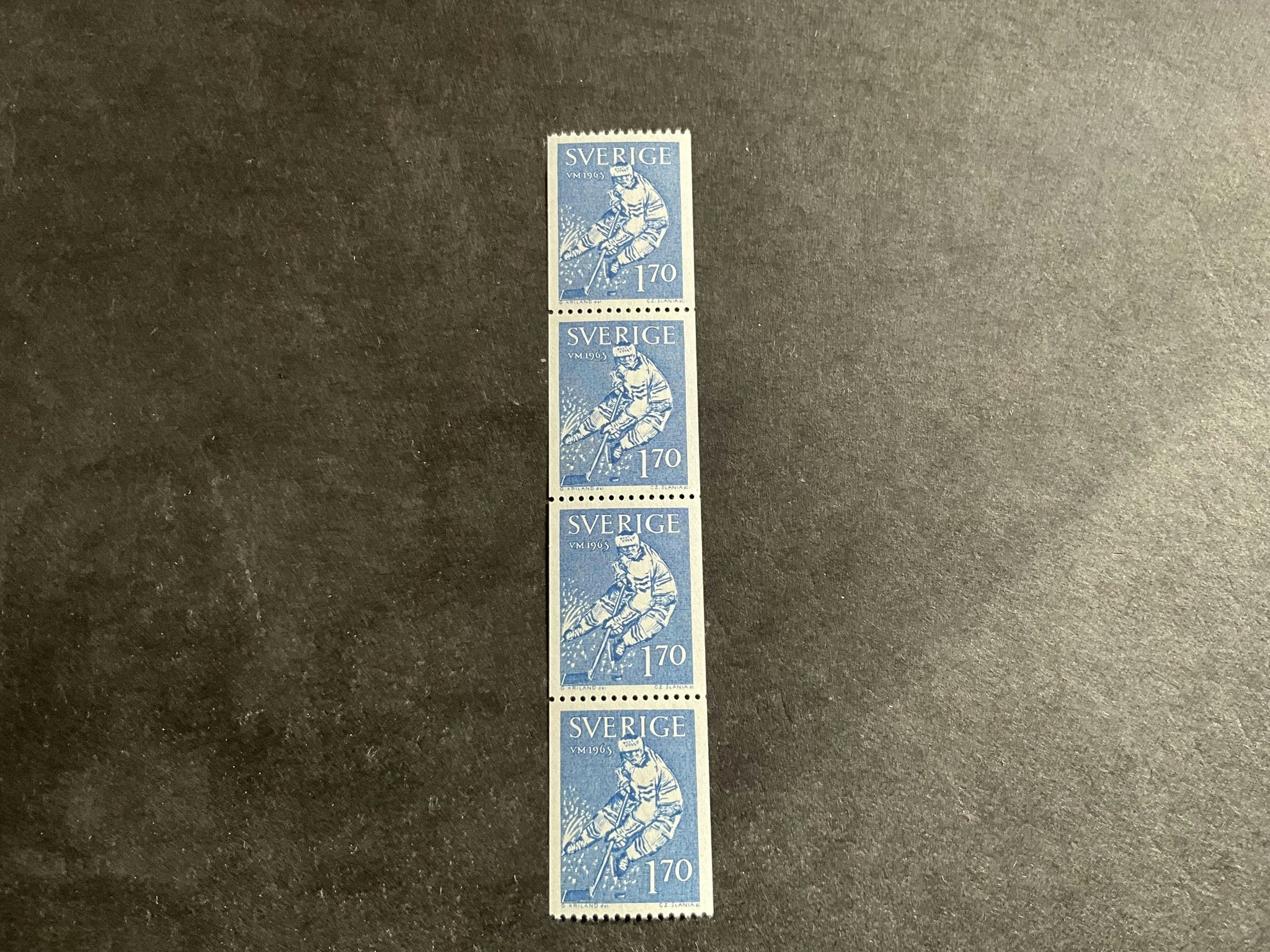 VM i ishockey facit nr 543 i postfriskt 4-strip