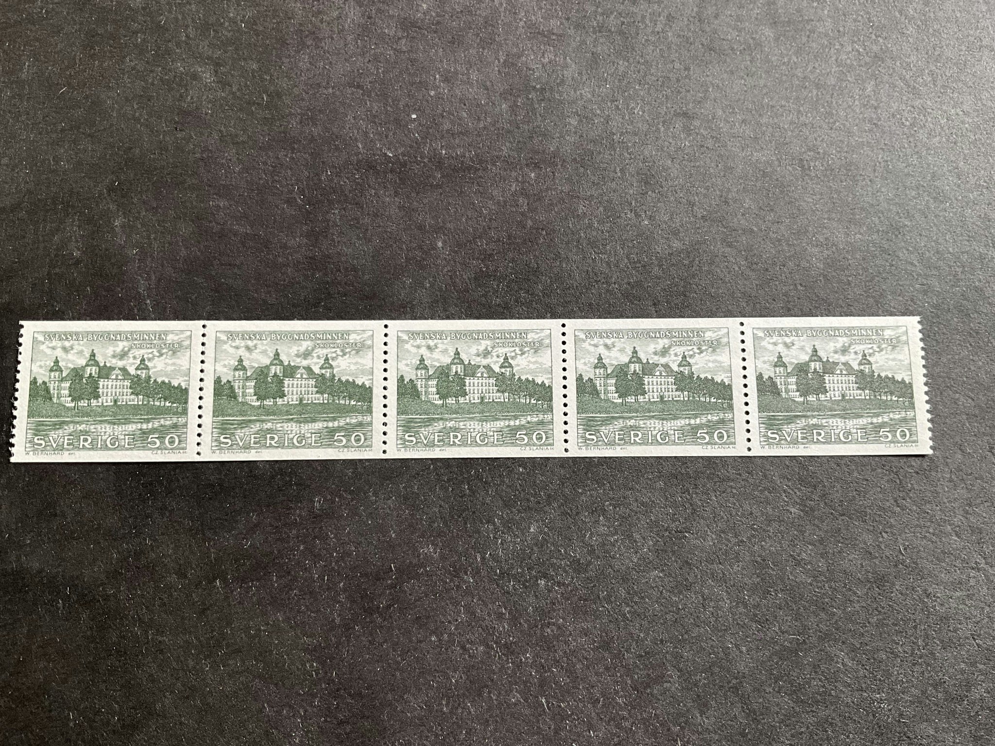 Byggnadsminnen 1962 facit nr 537 A i postfriskt 5-strip