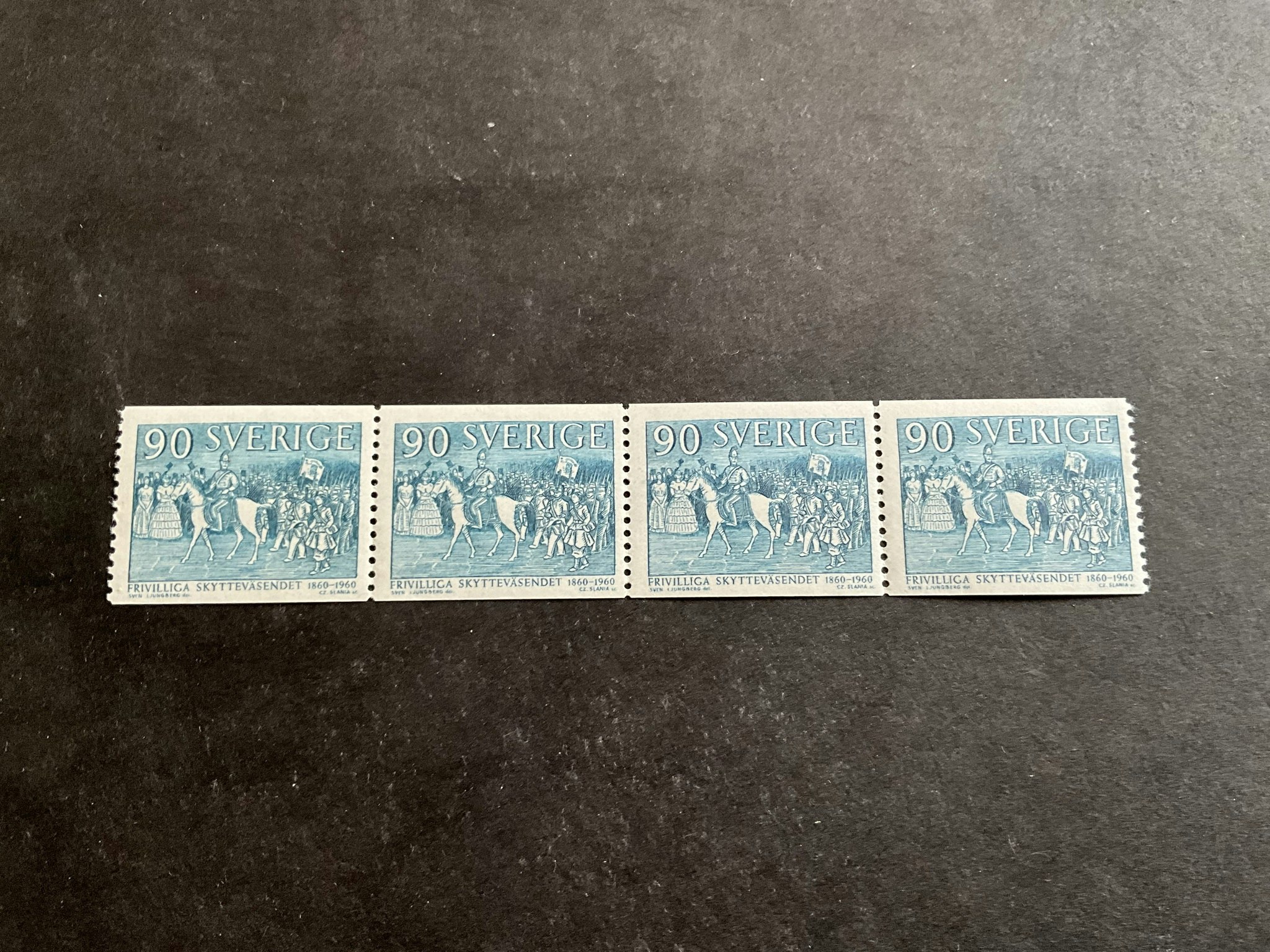 Skytteväsendet 100 år facit nr 514 i postfriskt 4-strip