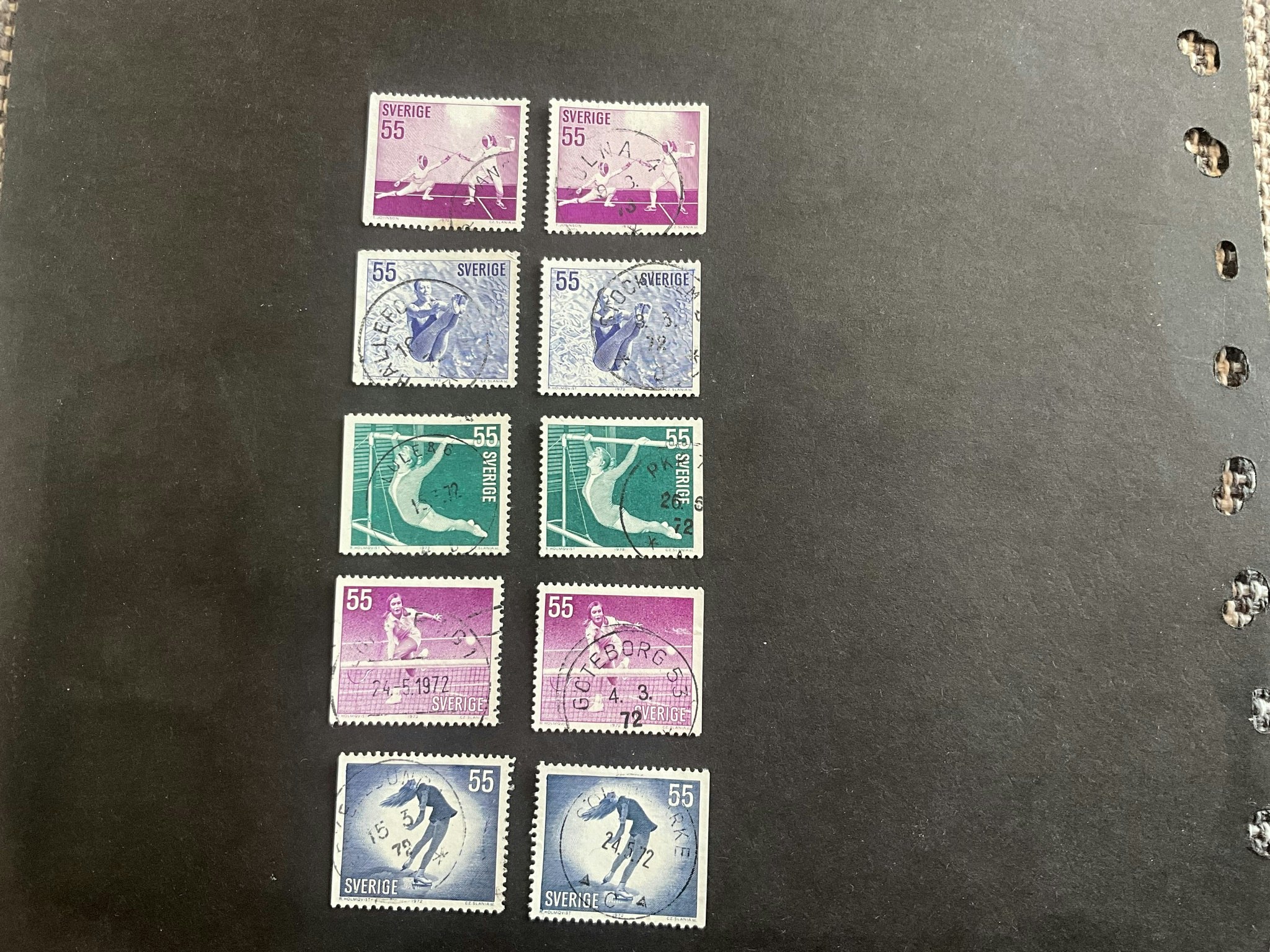 Idrottsflickor facit nr 754-758 B1 och B2 stämplad serie