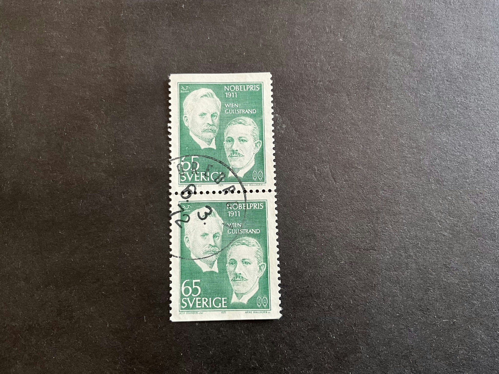 Nobelpristagare 1911 facit nr 752 BB stämplat par