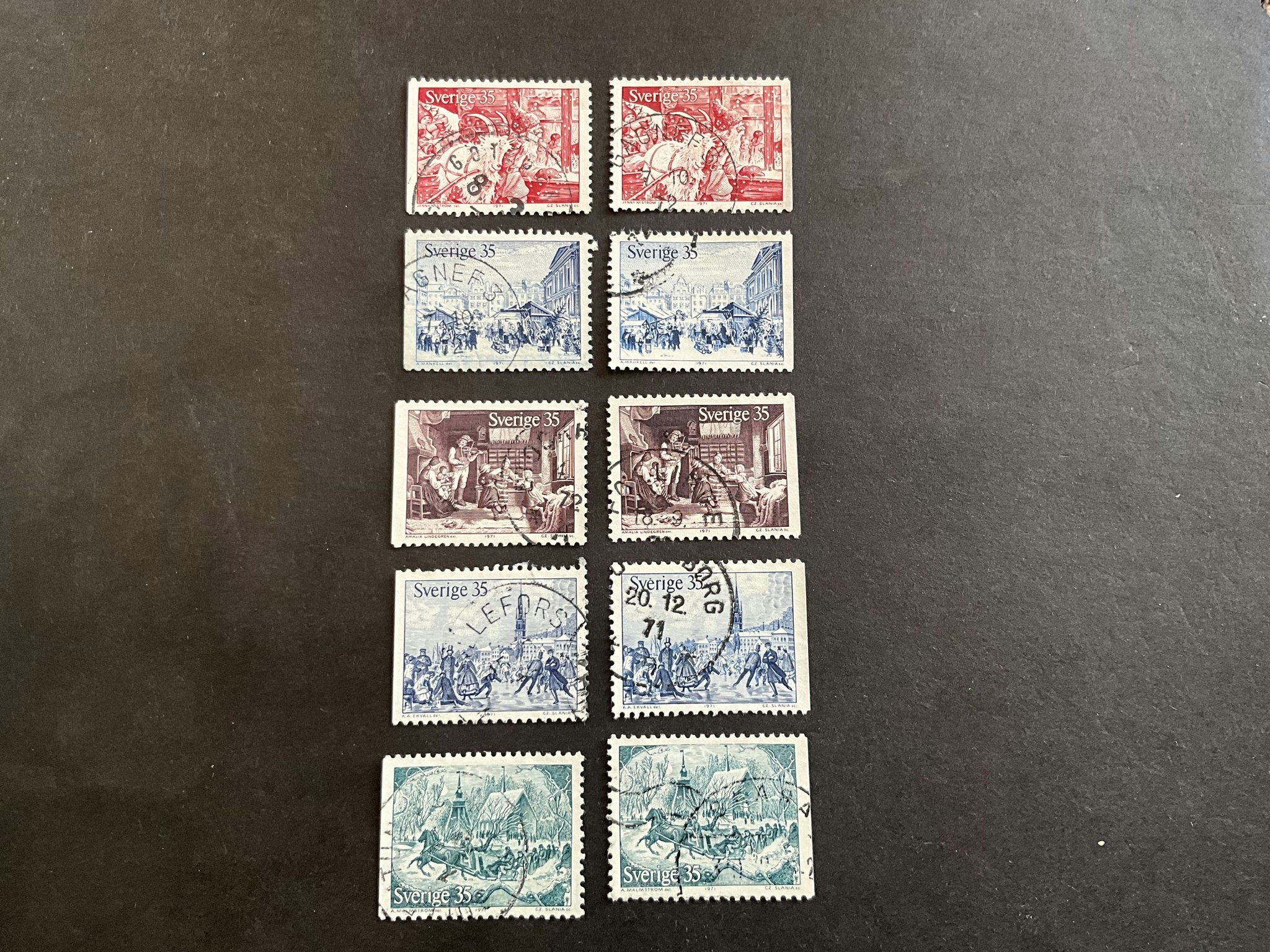 Gammaldags jul facit nr 745-749 stämplad sats
