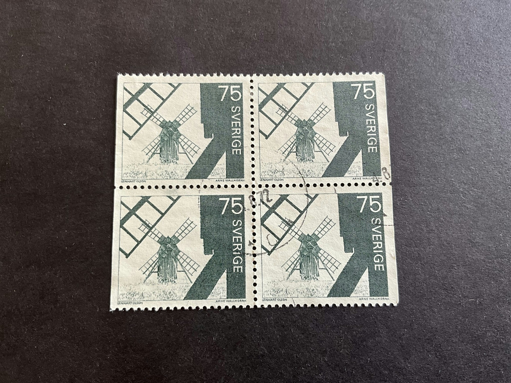 Öländska väderkvarnar facit nr 730 BB i stämplat 4-block