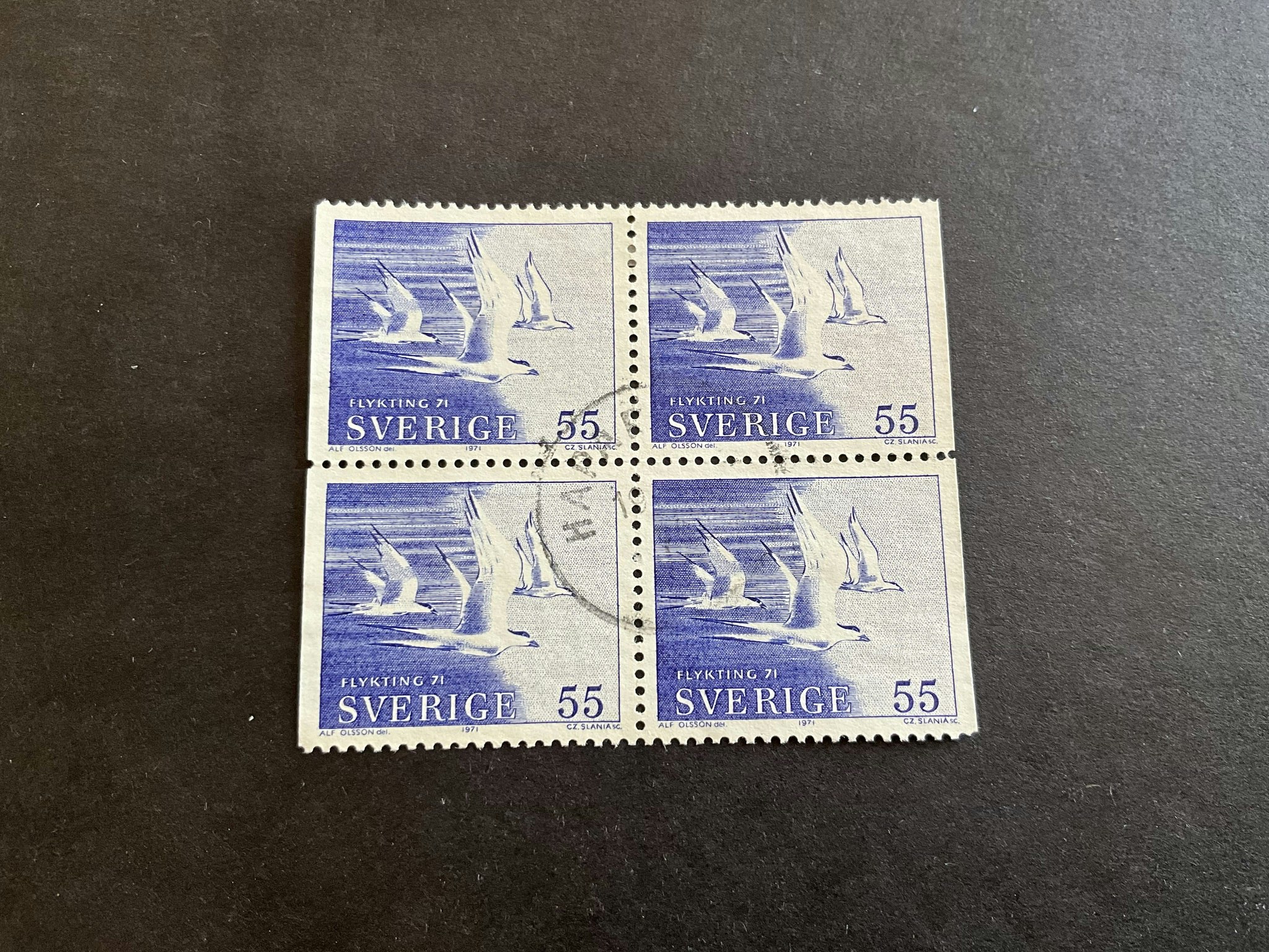 Flykting 71 facit nr 724 BB i stämplat 4-block