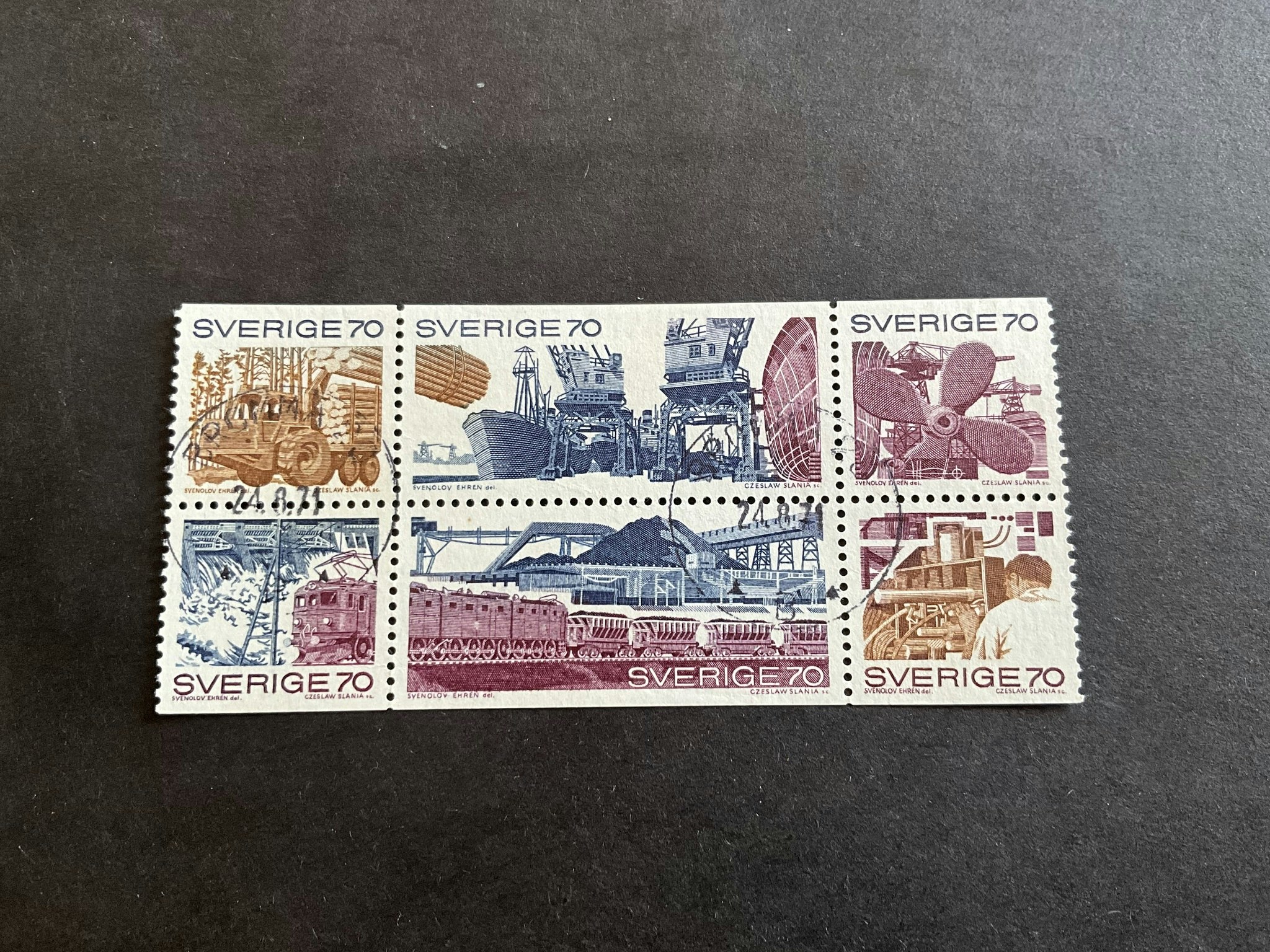 Svenskt nöringsliv facit nr 702-707 stämplat block