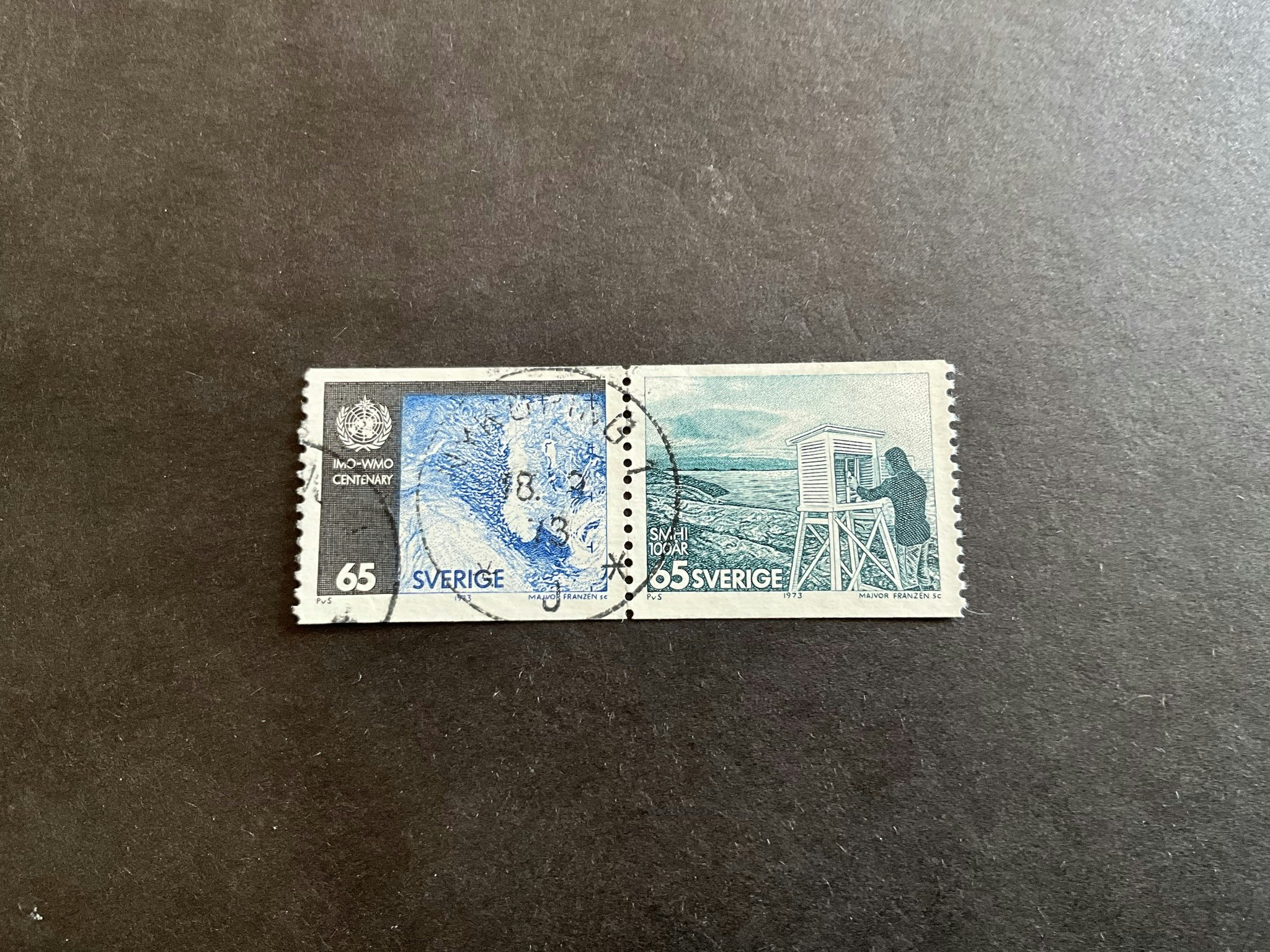 Väderlekstjänsten 100 år facit nr 824 SX 2 stämplat par