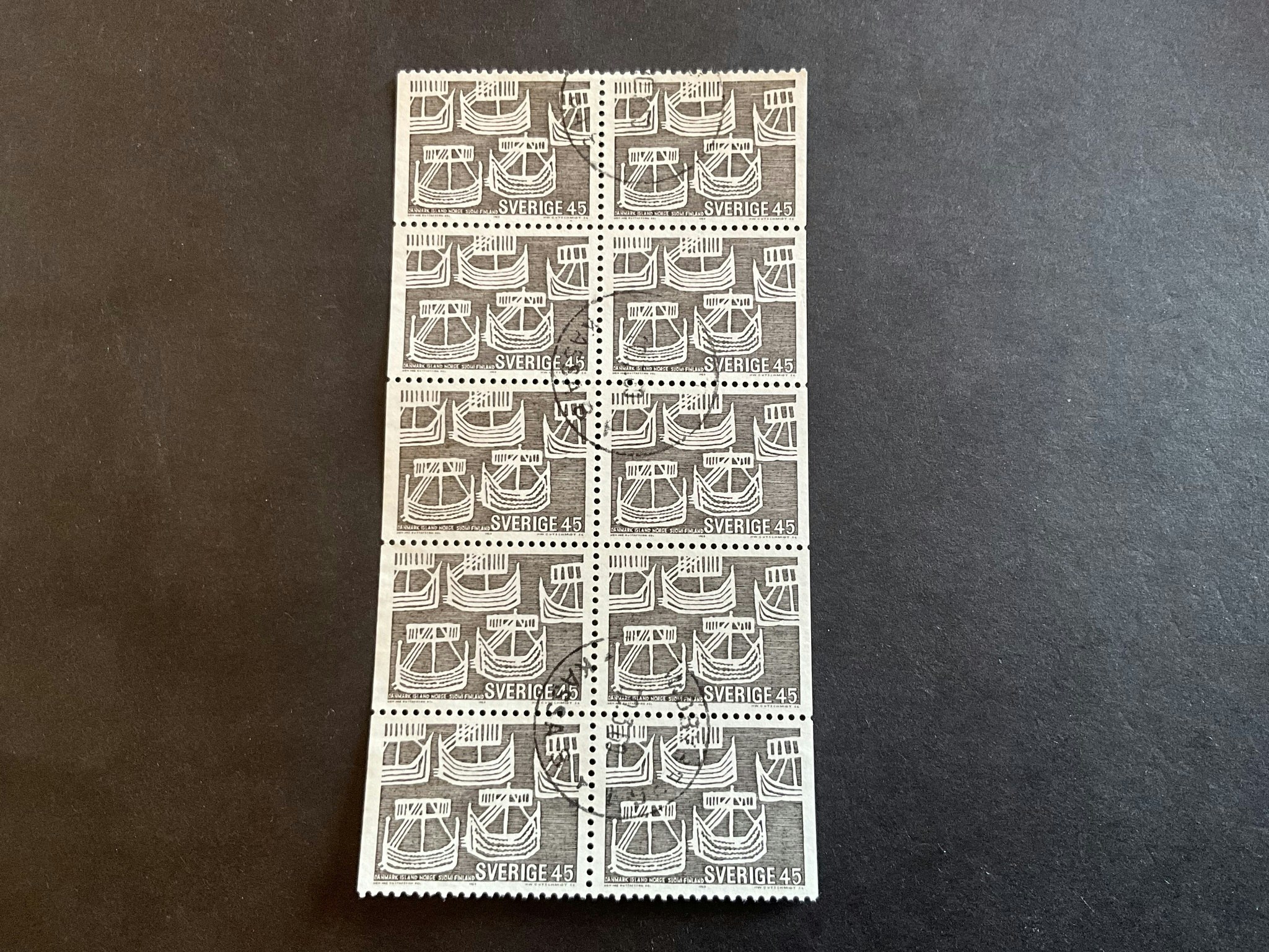 Norden II facit nr 649 BB i stämplat 10-block