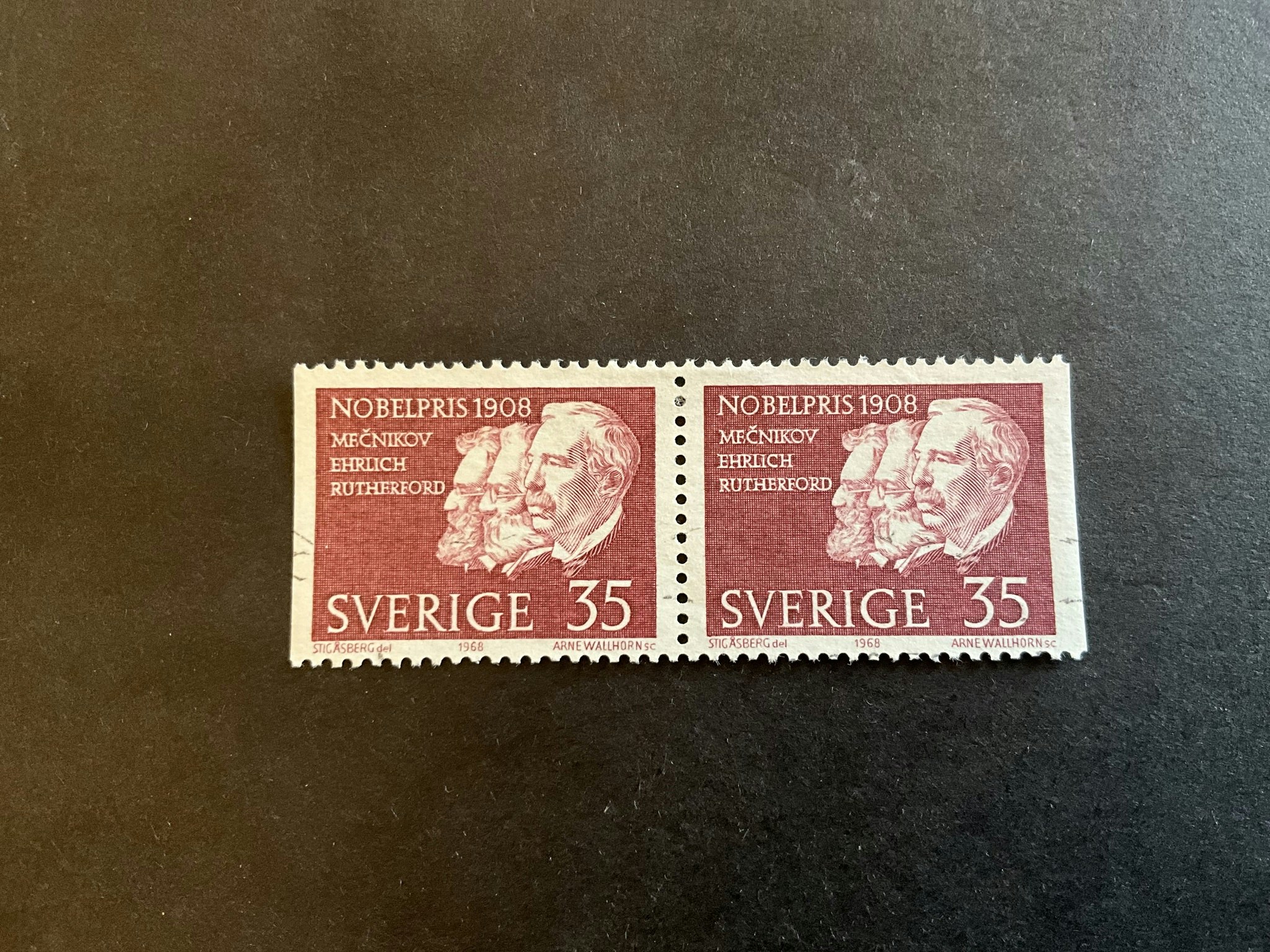 Nobelpris 1908 facit nr 647 BB stämplat par