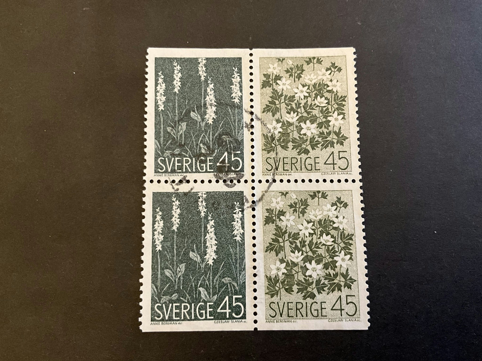 Vildblommor facit nr 626+627 BB i stämplat 4-block