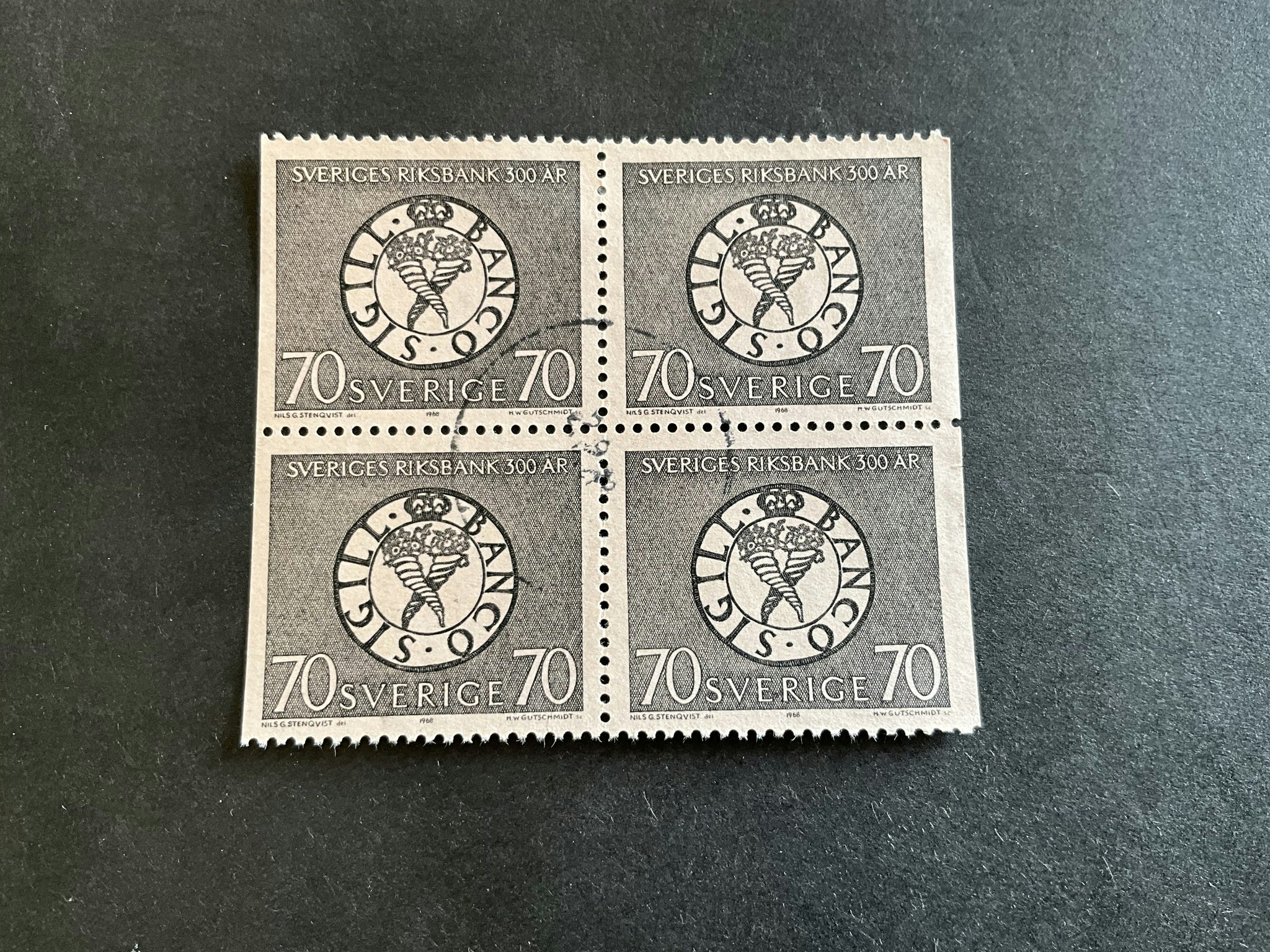 Sveriges riksbank facit nr 624 BB instämplat 4-block
