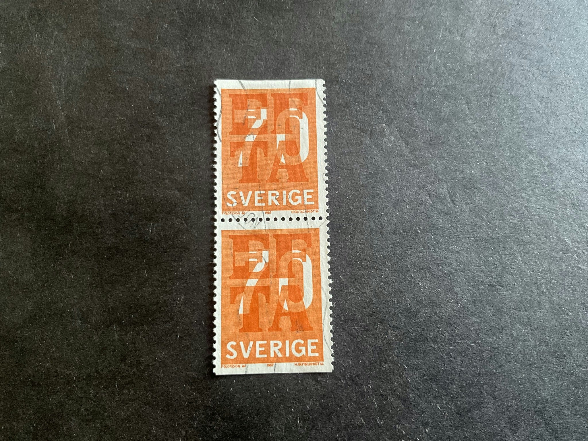 EFTA facit 597 BB stämplat par