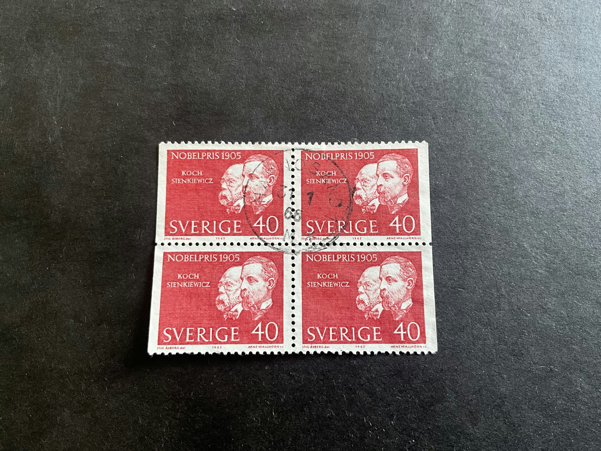 Nobelpristagare 1905 facit nr 571 BB stämplat 4-block