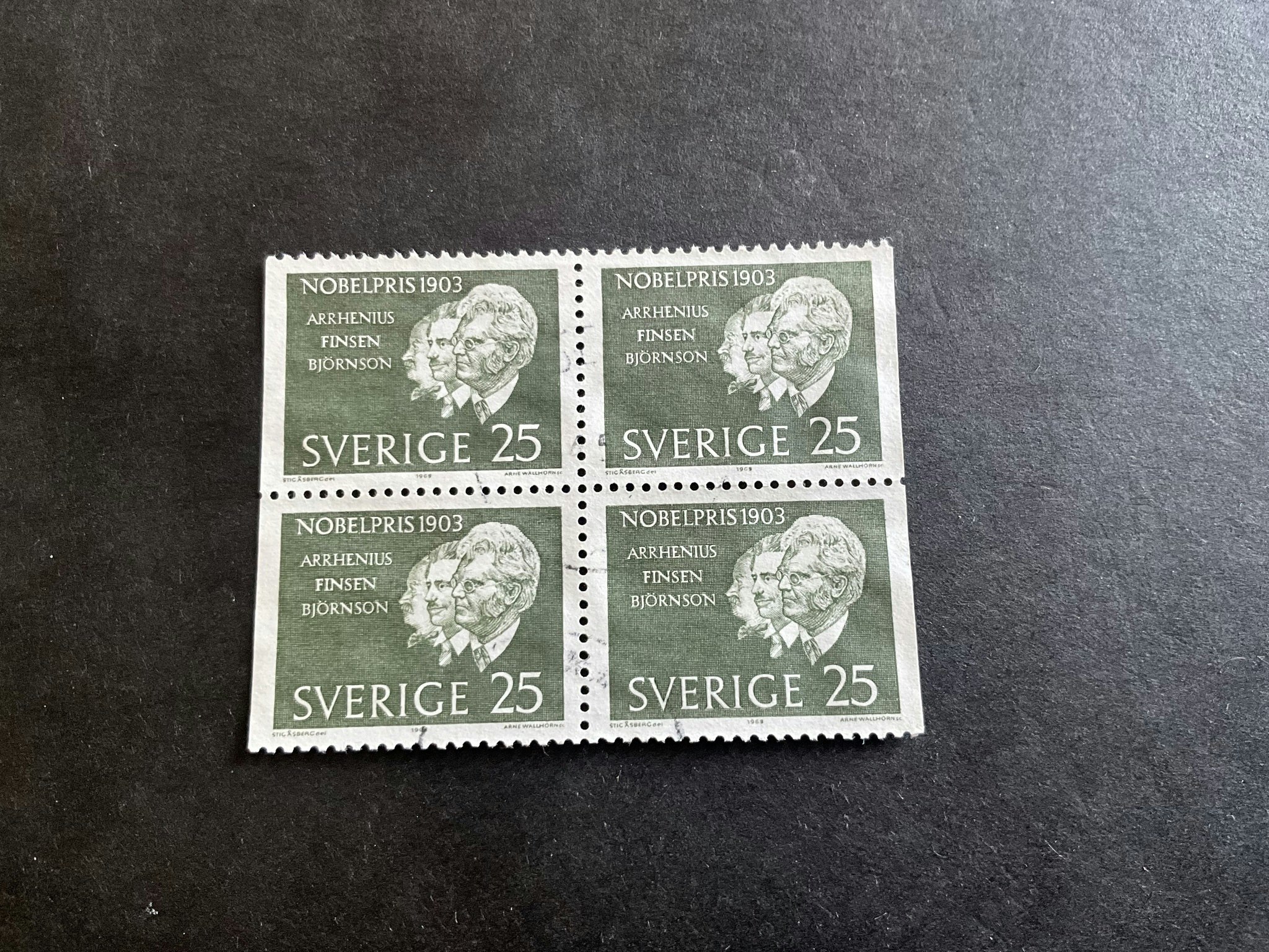 Nobelpris 1903 facit nr 553 BB i stämplat 4-block