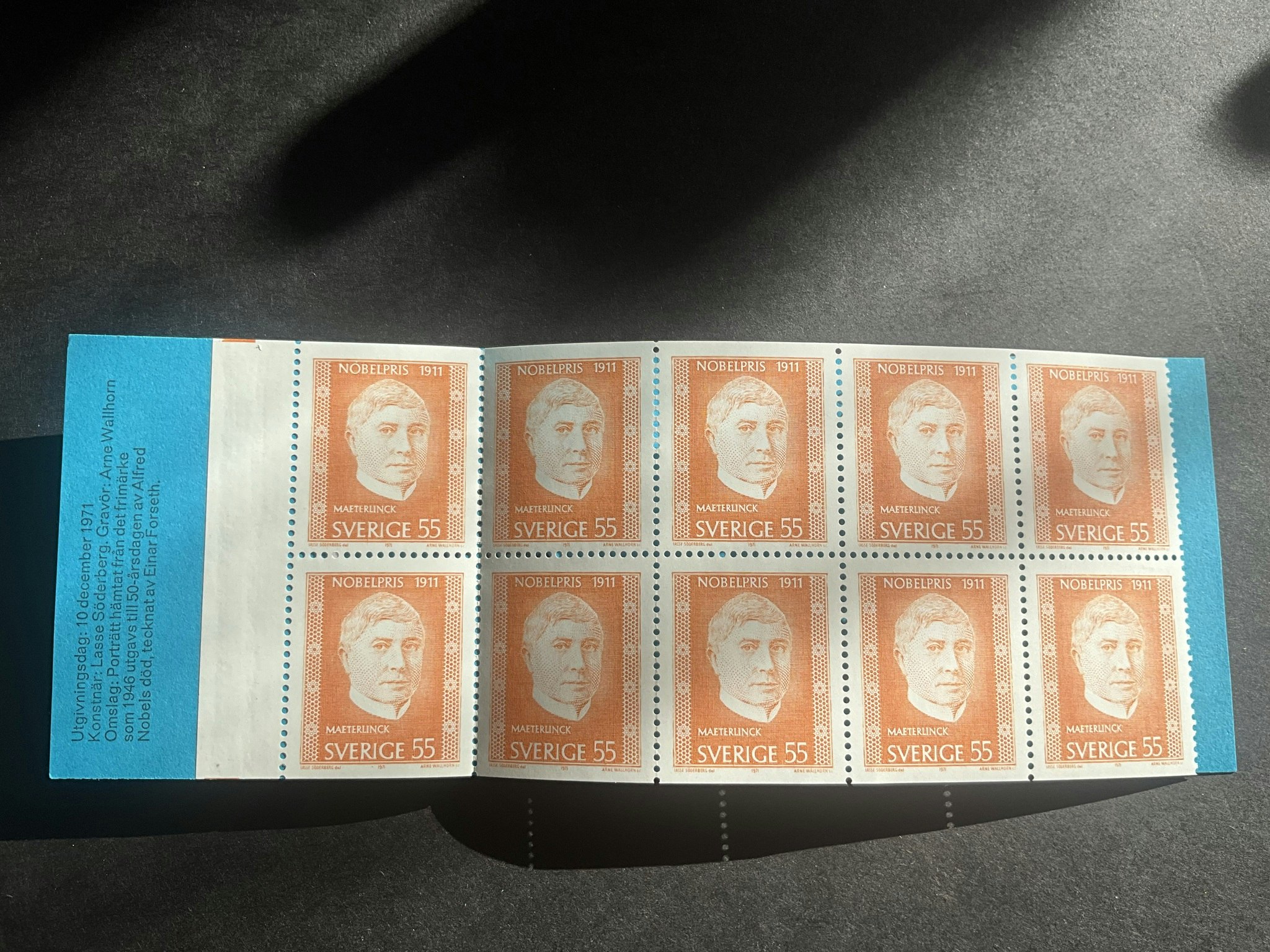 Nobelpristagare 1911 facit nr H 251 postfriskt häfte