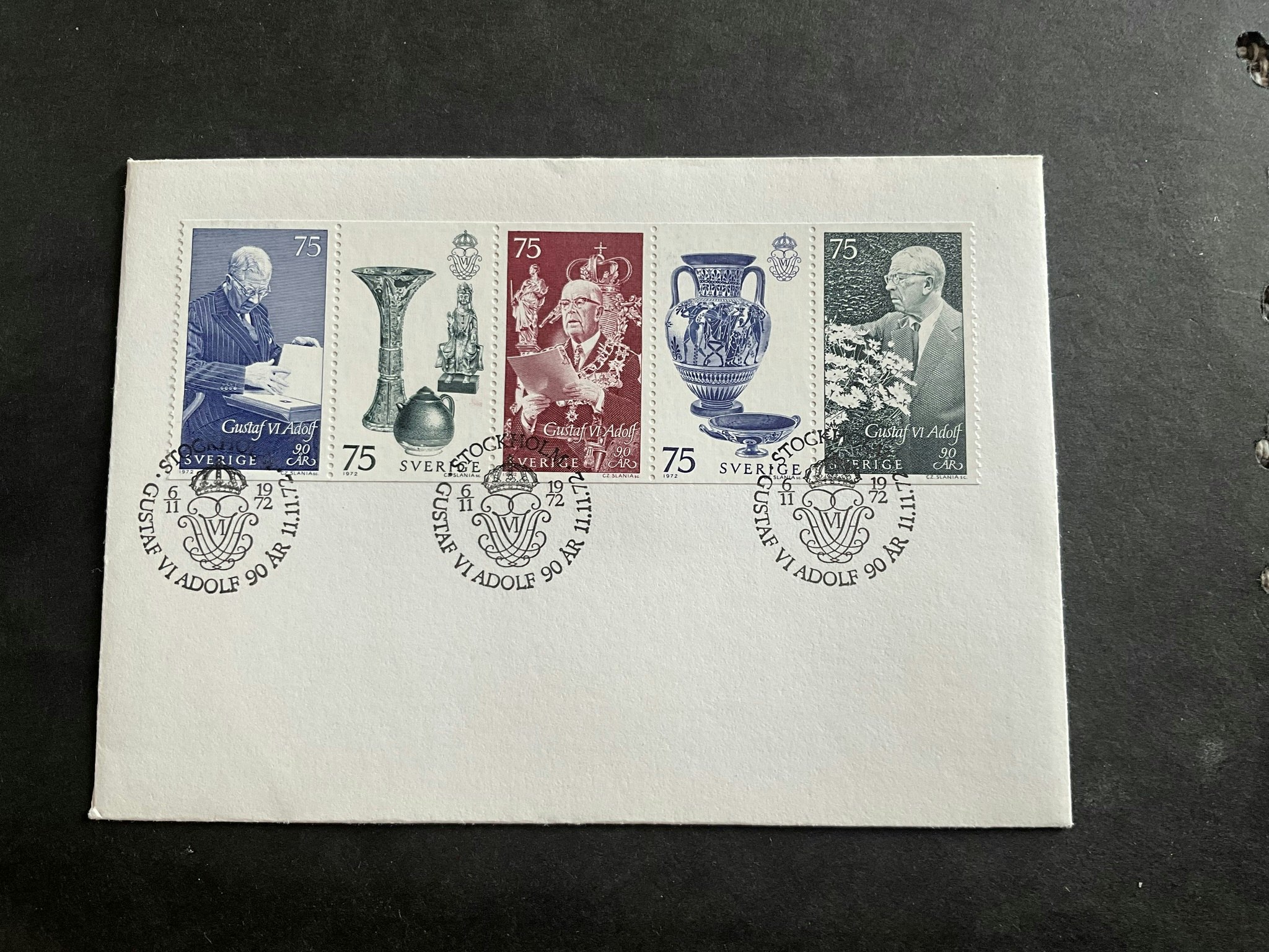 Gustaf V 90 år facit nr 798-802 FDC