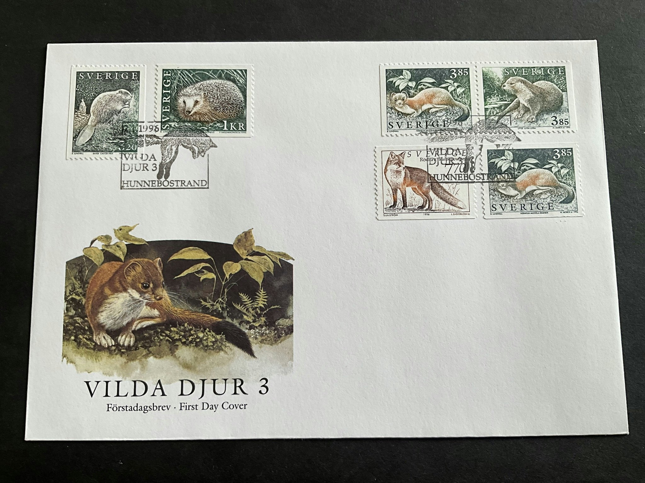 Vilda djur 3 facit nr 1940-1944 FDC